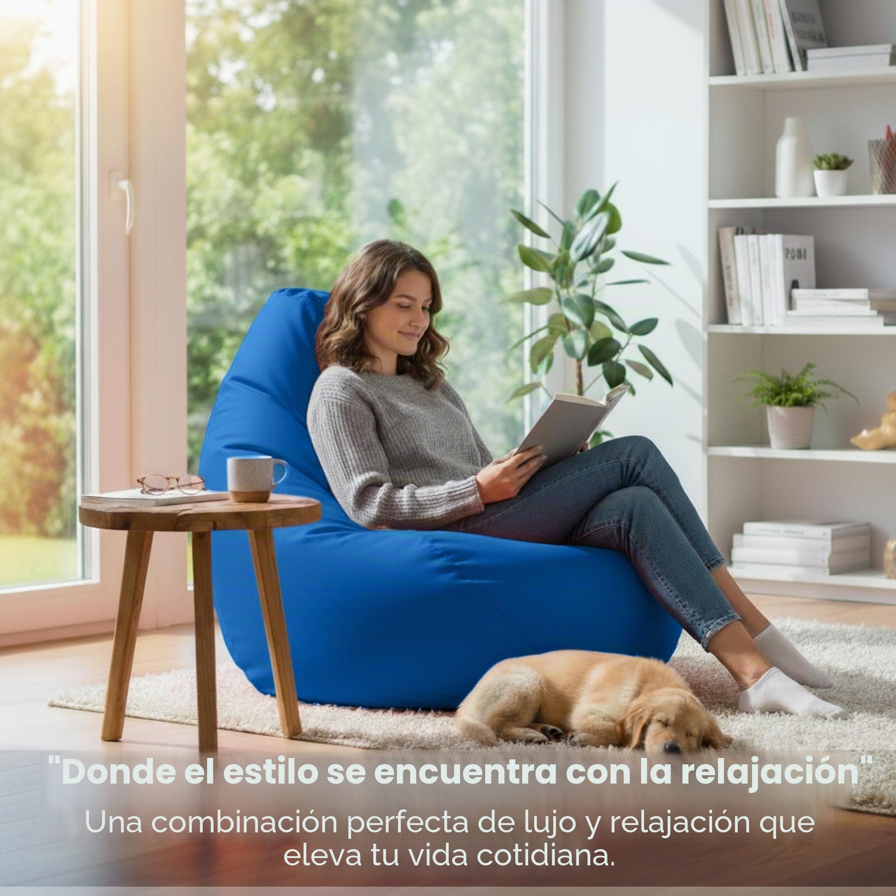 Loft 25 Puff Pera Gamer | Silla Puff Pera para Exteriores Interiores Sala | Resistente Al Agua | Limpieza Fácil | Diseño Ergonómico para Soporte del Cuerpo | Durable Y Cómoda (Marroquí Azul, Puff)