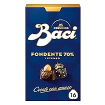 BACI PERUGINA Fondente 70% Cioccolatini Fondenti ripieni al Gianduia, Scatola 200g