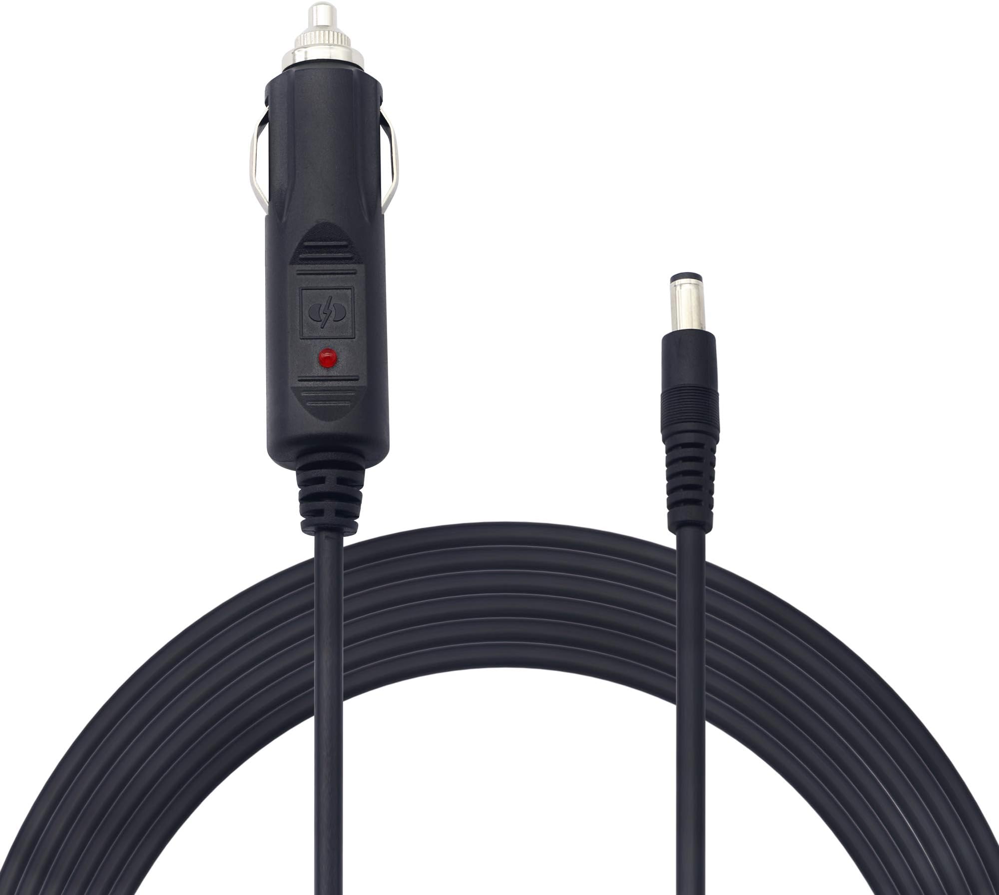 GINTOOYUN 12V 24 V DC 5.5mm x 2.1mm Car Cigarette Lighter Extension Power Supply Adapter Cable with LED for Car Truck Bus Van(10FT)