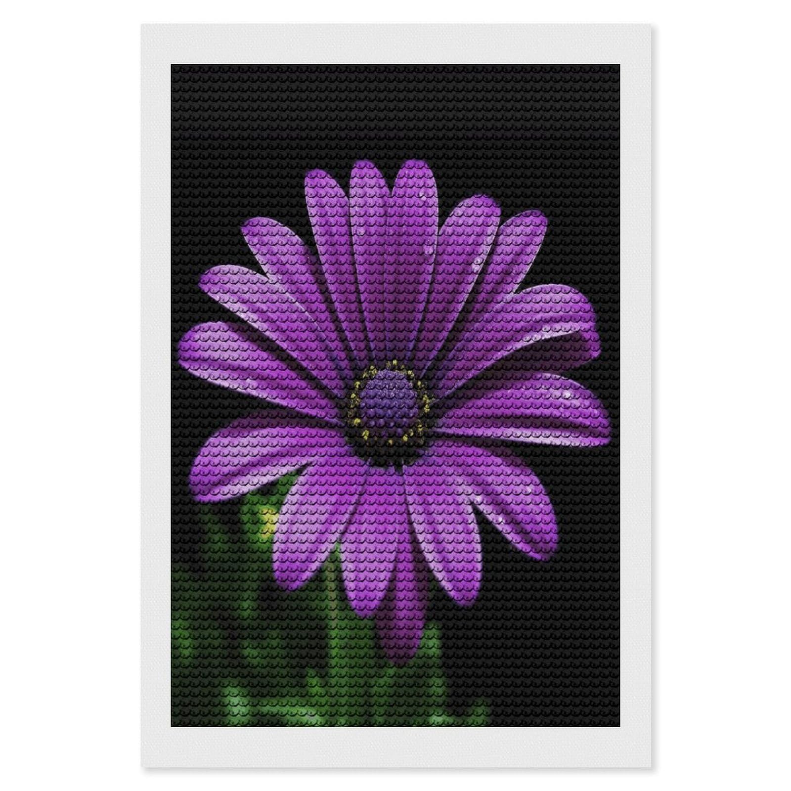 VstaDank Purple Daisy Diamond Painting Kits Exquisite DIY Full Round Drill Diamond Dots Painting for Adults Beginner Diamond Photo Paint with Diamond Picture Art Wall Decor 8"x12"
