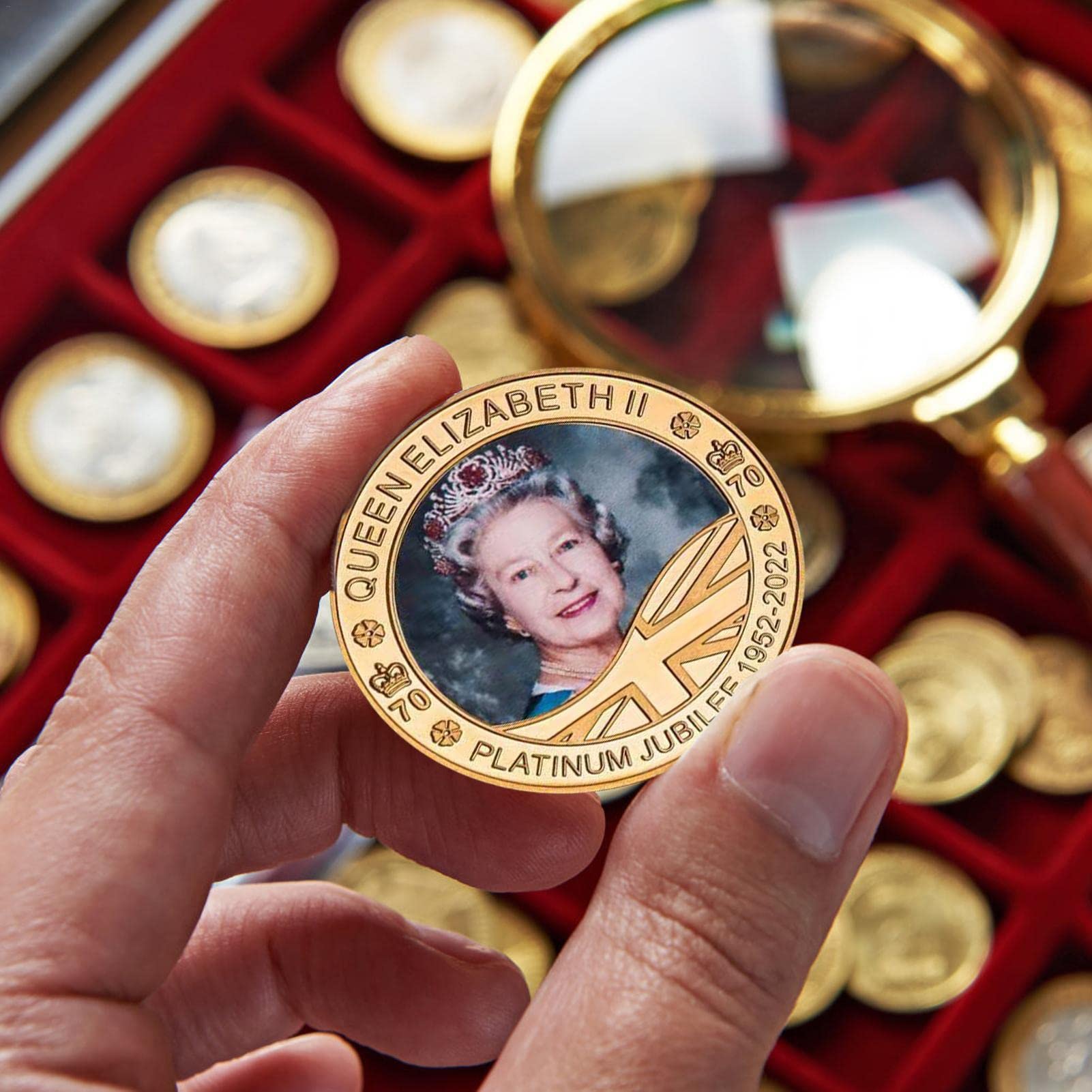 Amazon.co.jp: 5 Pcs 2022 英国女王エリザベス 2 世アニバーサリー コイン | 女王陛下のプラチナ ジュビリー メモリアル  コイン,エリザベス女王 2 世プラチナ ジュビリーの 70 周年記念モナーク コイン Snud : ホビー