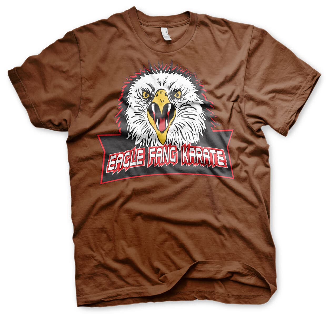 Cobra Kai Men's Brown Officially Licensed Eagle Fang Karate T-Shirt (Brown), X-Large