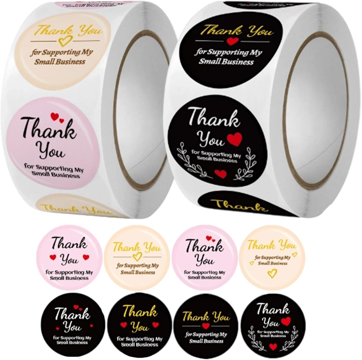 Thank You Stickers,Thank You Stickers Small Business,for Multiple Occasions(1000PCS,Black and Pink,0.98")