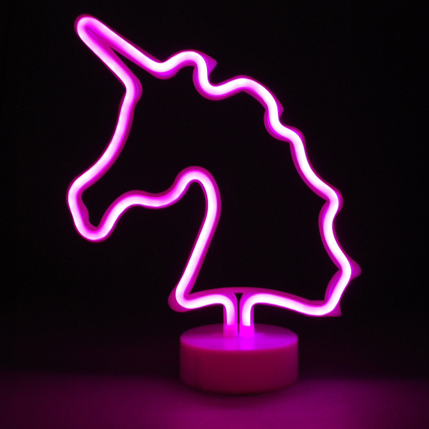 simpa LED Novelty Neon Light - UNICORN PINK - Choose from various designs & colours - Ideal for your home, office desk or as a gift - USB power cable included. Uses 3 x AA Batteries Not Supplied