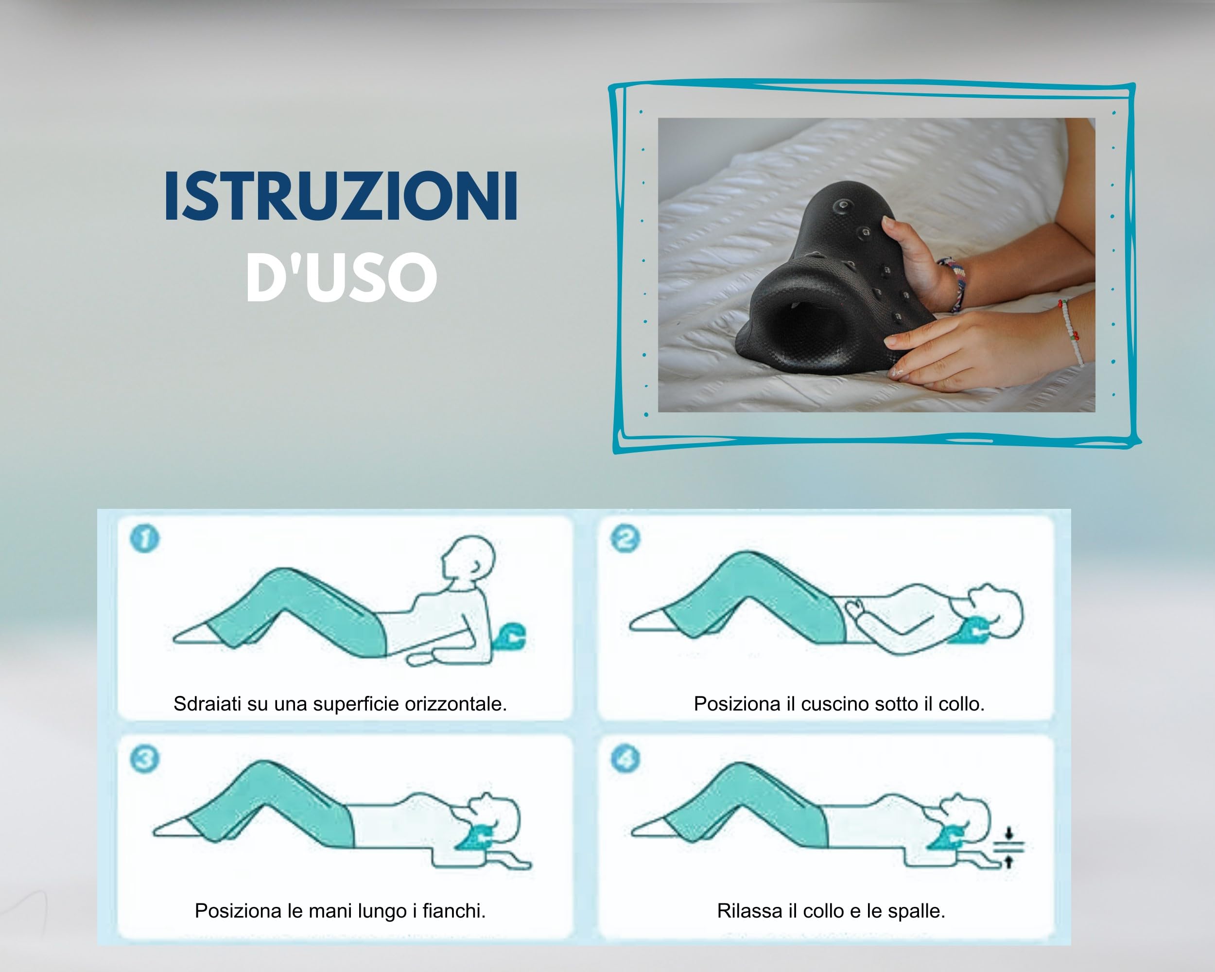 Dispositivo di Trazione Cervicale con 8 Punti Magnetici | Cuscino Chiropratico per Alleviare il Dolore a Collo e Spalle | Correttore di Postura | Rilassante e Portatile | Neck Cloud