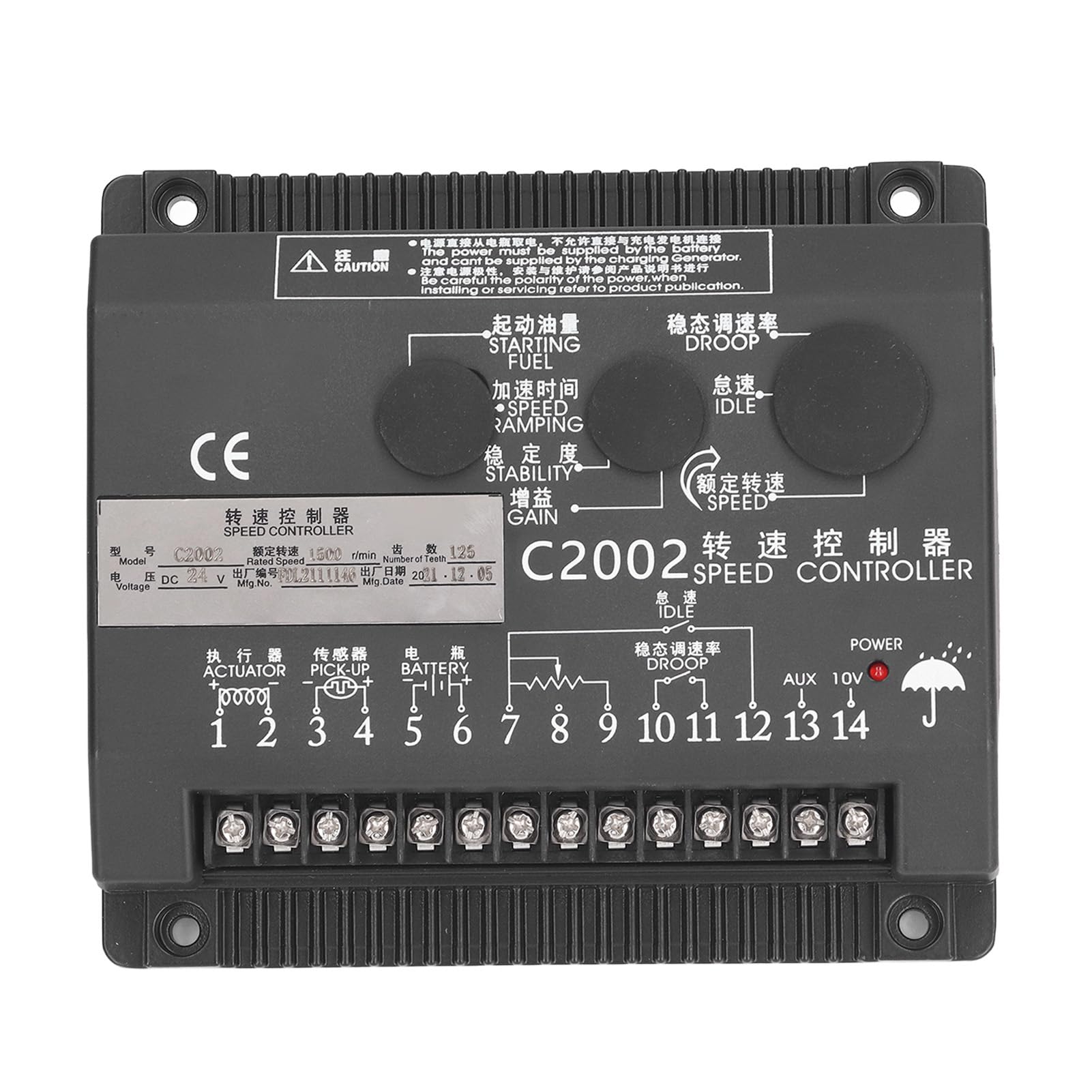 Controlador de Velocidad del Generador de 24 V de 24 V, Diseño de Circuito de Control de Circuito Cerrado único con Alta Estabilidad, Instalación Vertical para la Velocidad del
