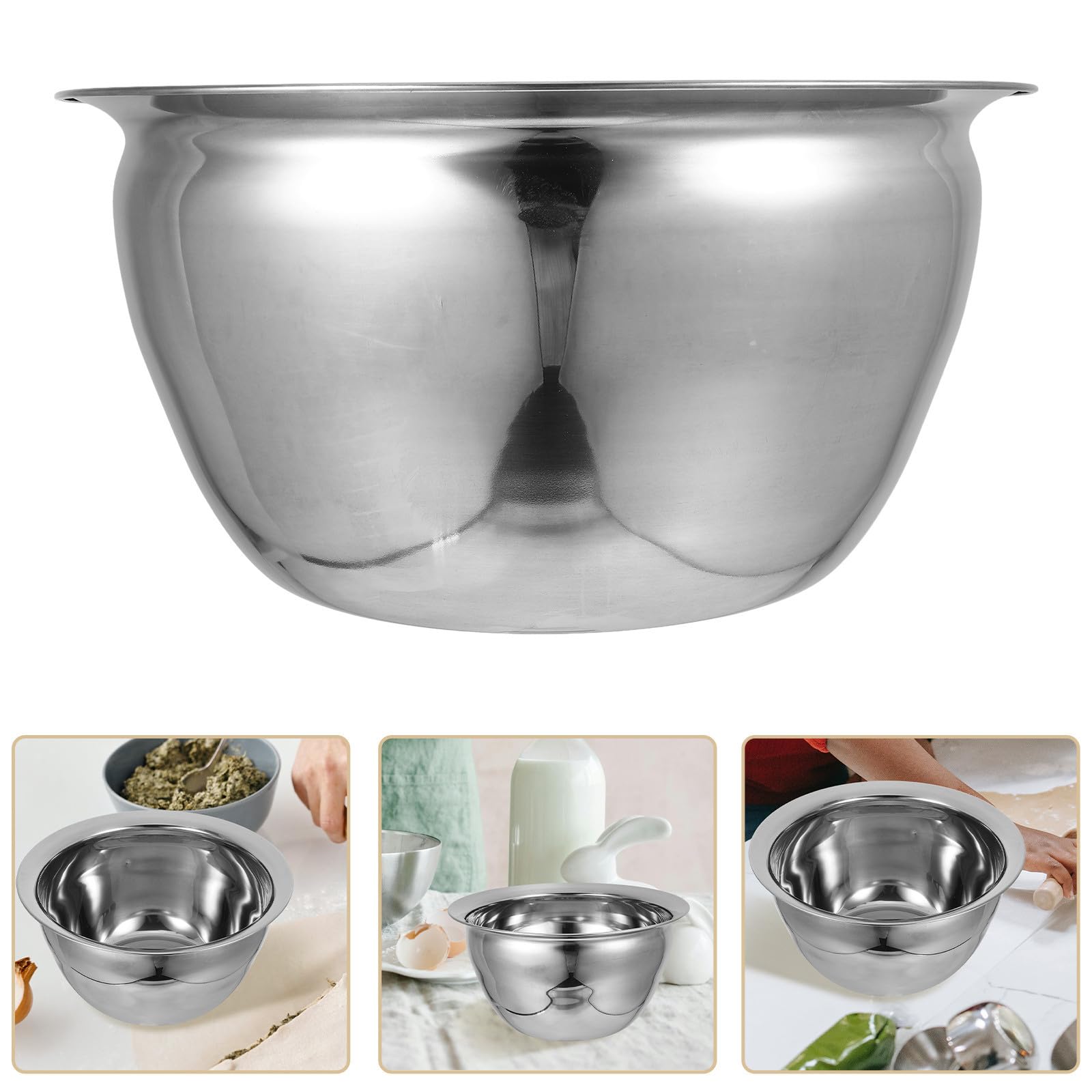 Tazón de Acero Inoxidable 5, 5 L para Mezclar y Ensalada | Capacidad 7 L, Color Plata, Diseño Apilable, Resistencia al Desgaste y Acabado Fino