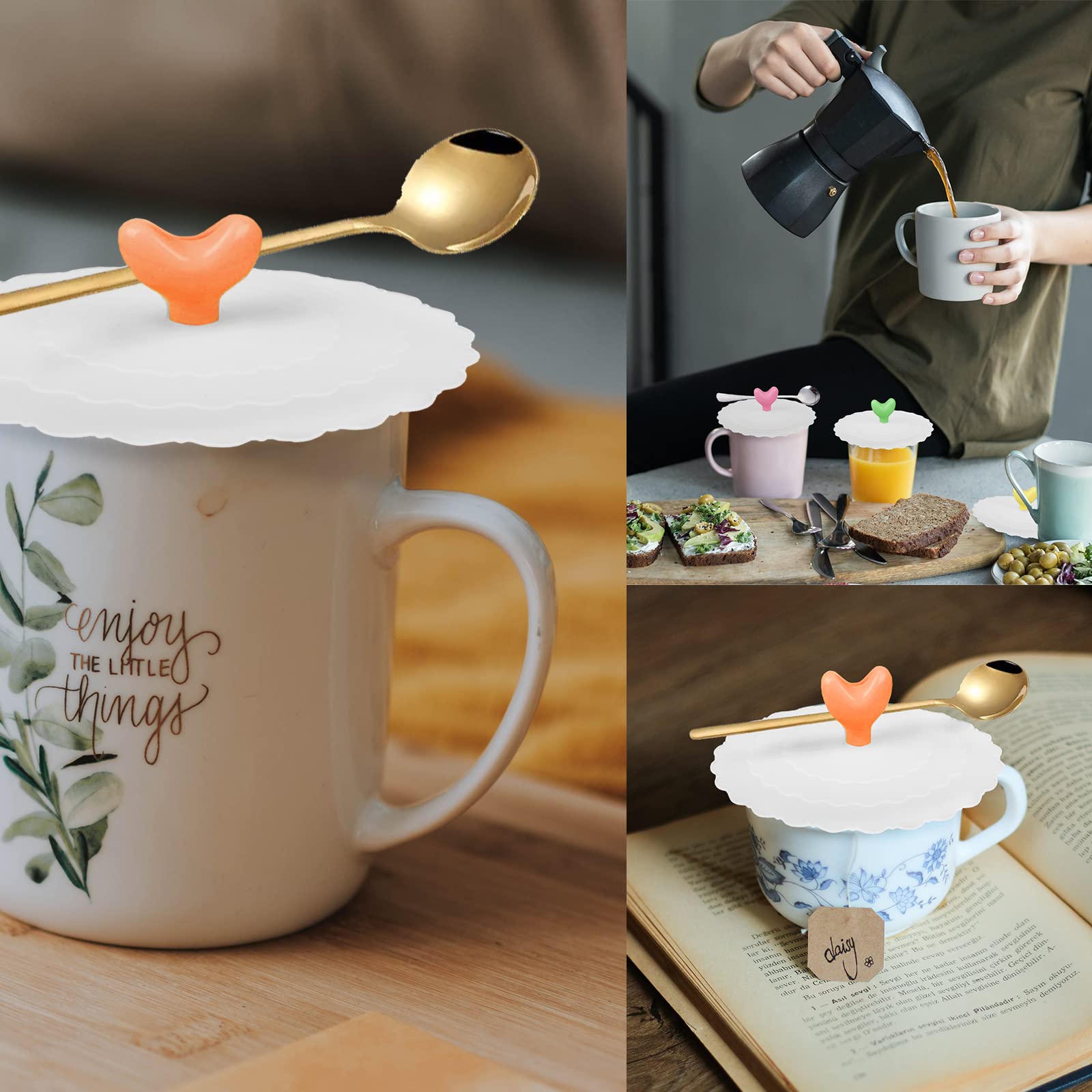 Lot De 6 Couvercles En Silicone Réutilisables Pour Tasses