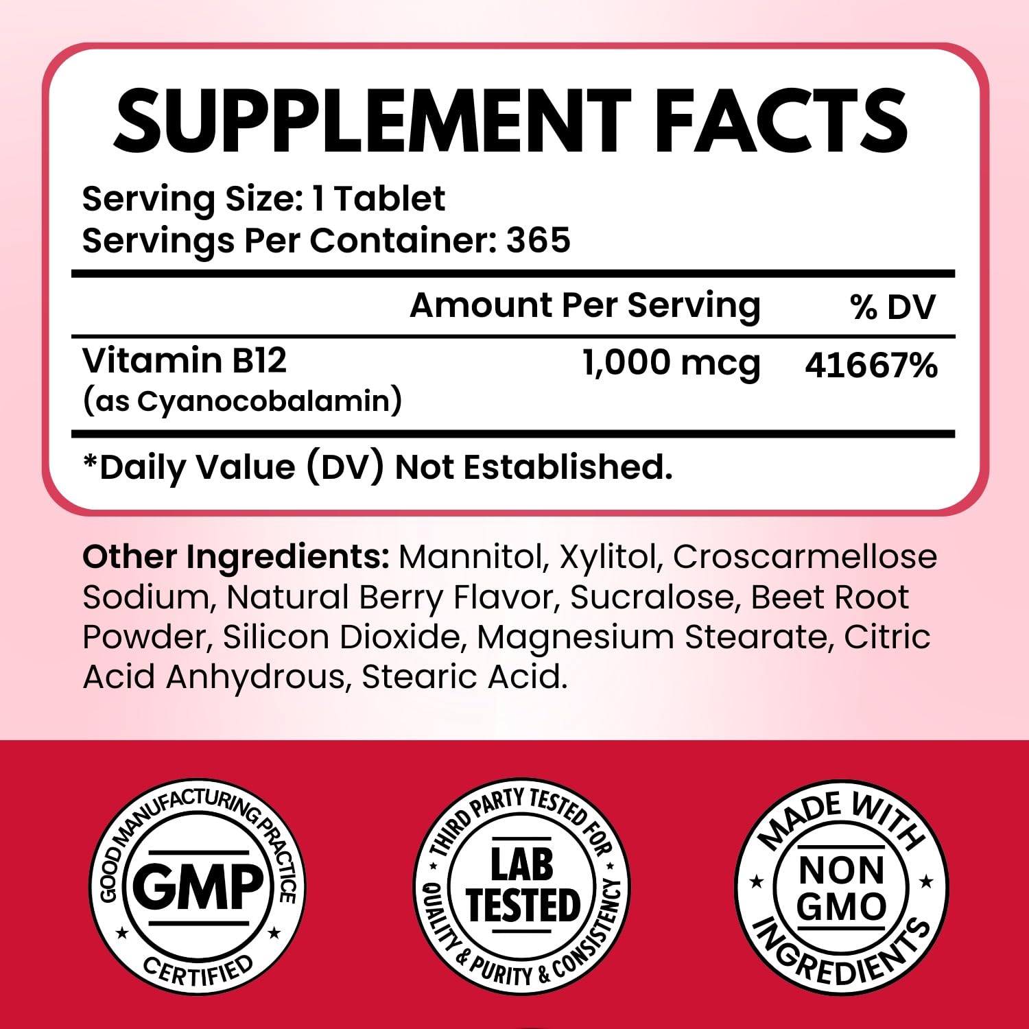 VITBOOST Vitamin B12 1000 mcg Chewable Tablets Natural Berry Flavor, 365 CT — Amazon image 2