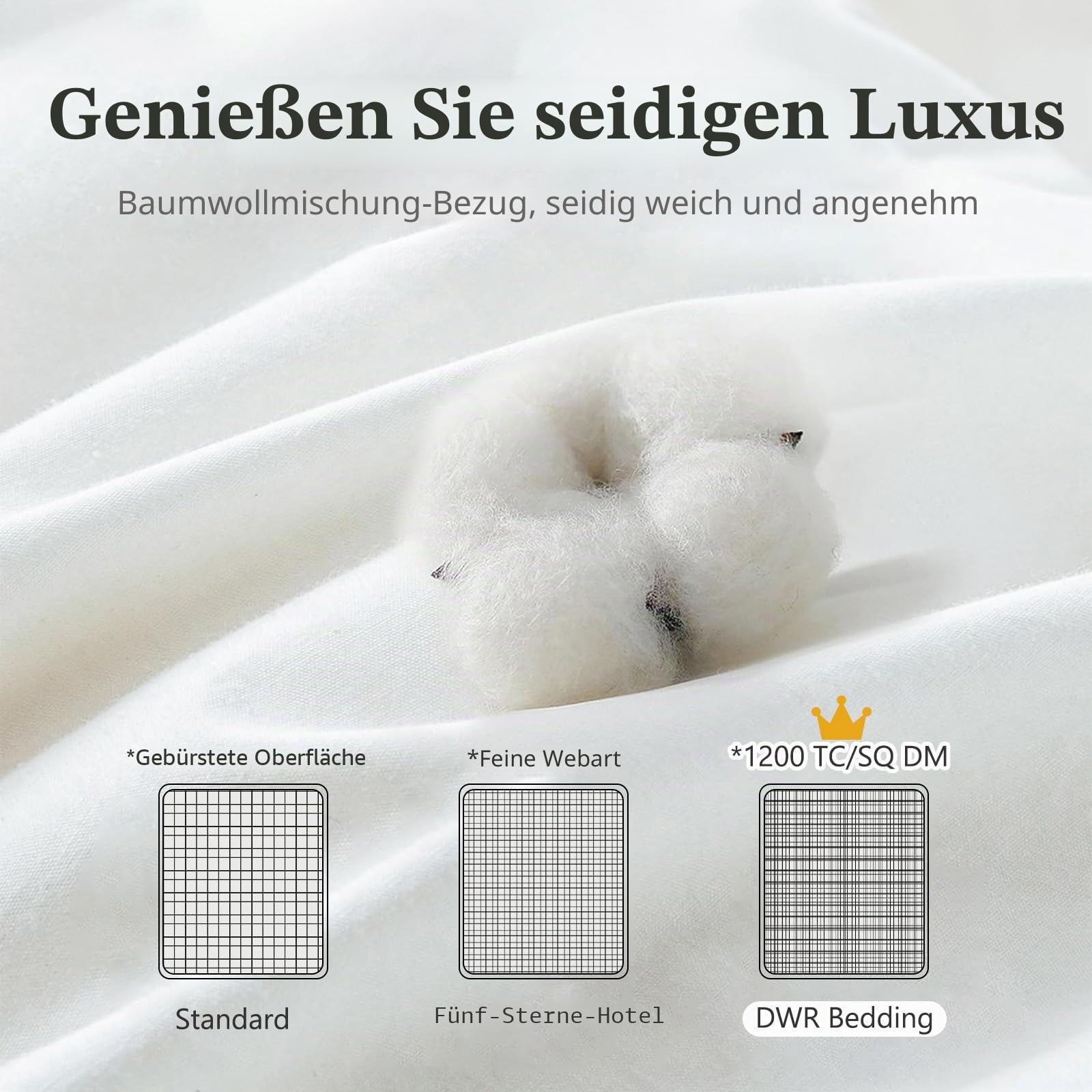 DWR Ganzjahres Daunendecke 135x200cm, 90% Daunen 10% Federn, Medium Warm