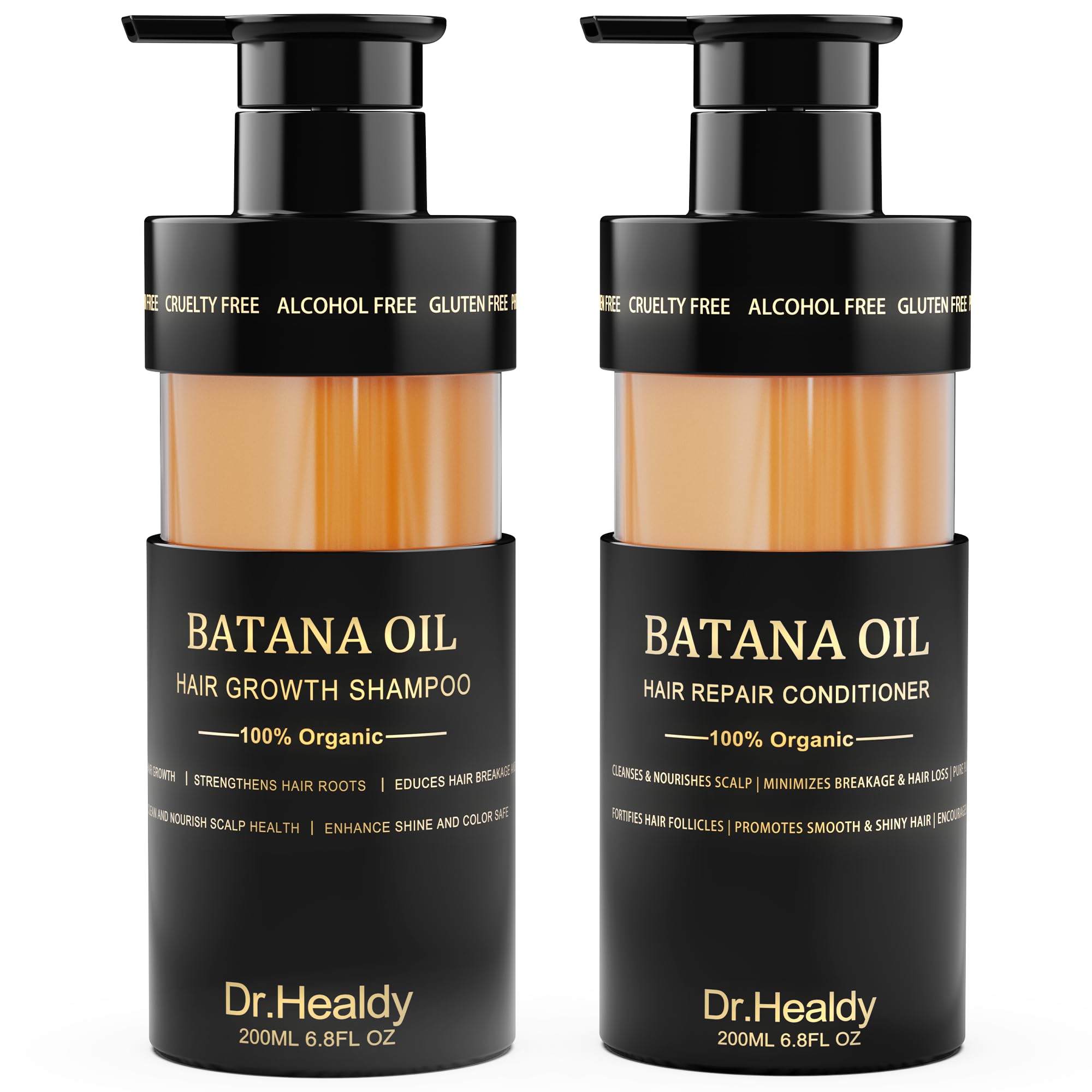Batana Oil Shampoo and Conditioner Set -Sulfate Free Shampoo and Conditioner for Hair Growth,Thickening & Hydration, Fights Hair Loss & Clarifies Scal