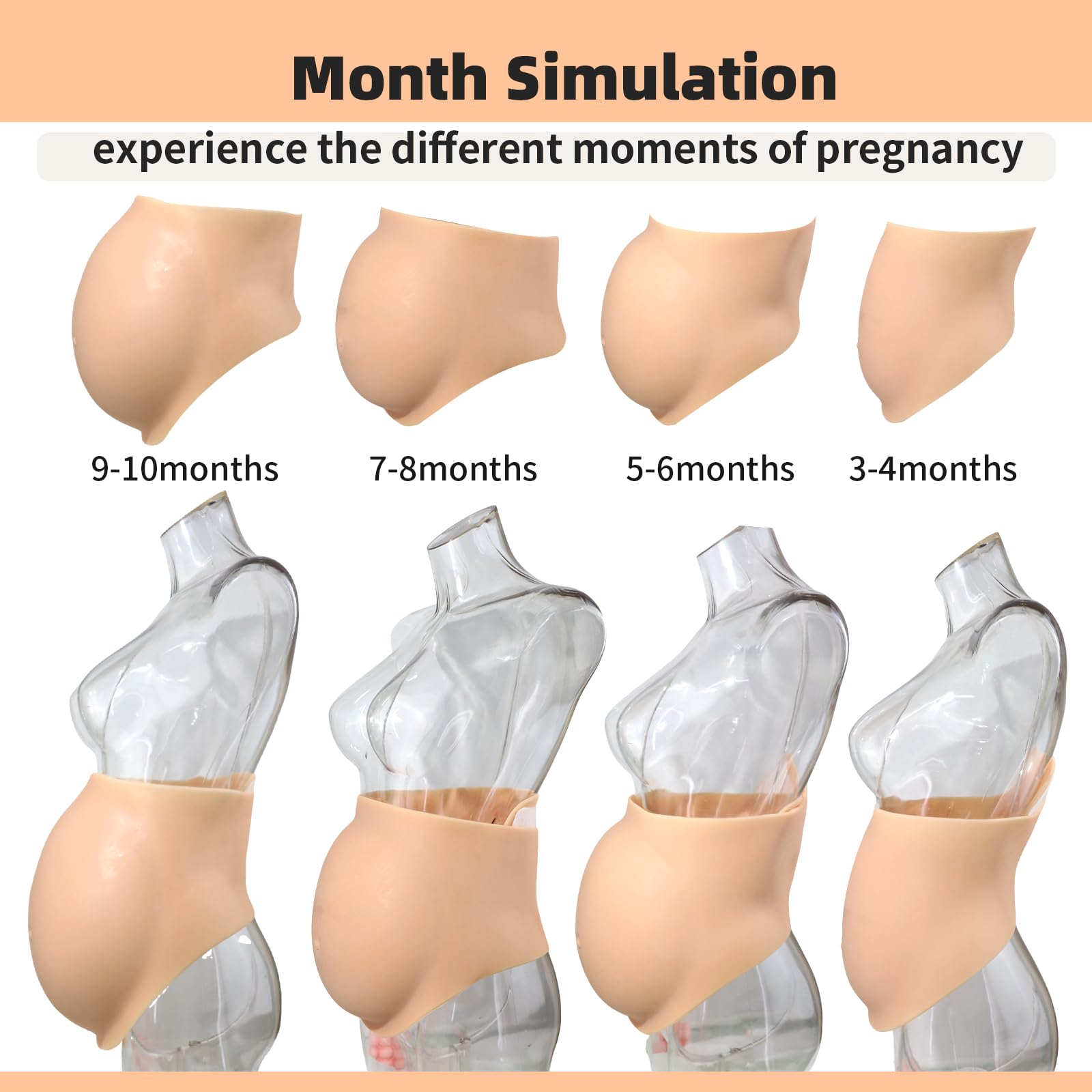 ONEFENGONEFENG Fake Pregnancy Belly Lightweight Silicone Flase Pregnant  Bump for Film Props Pregnancy Women, Particles Filled, lbs