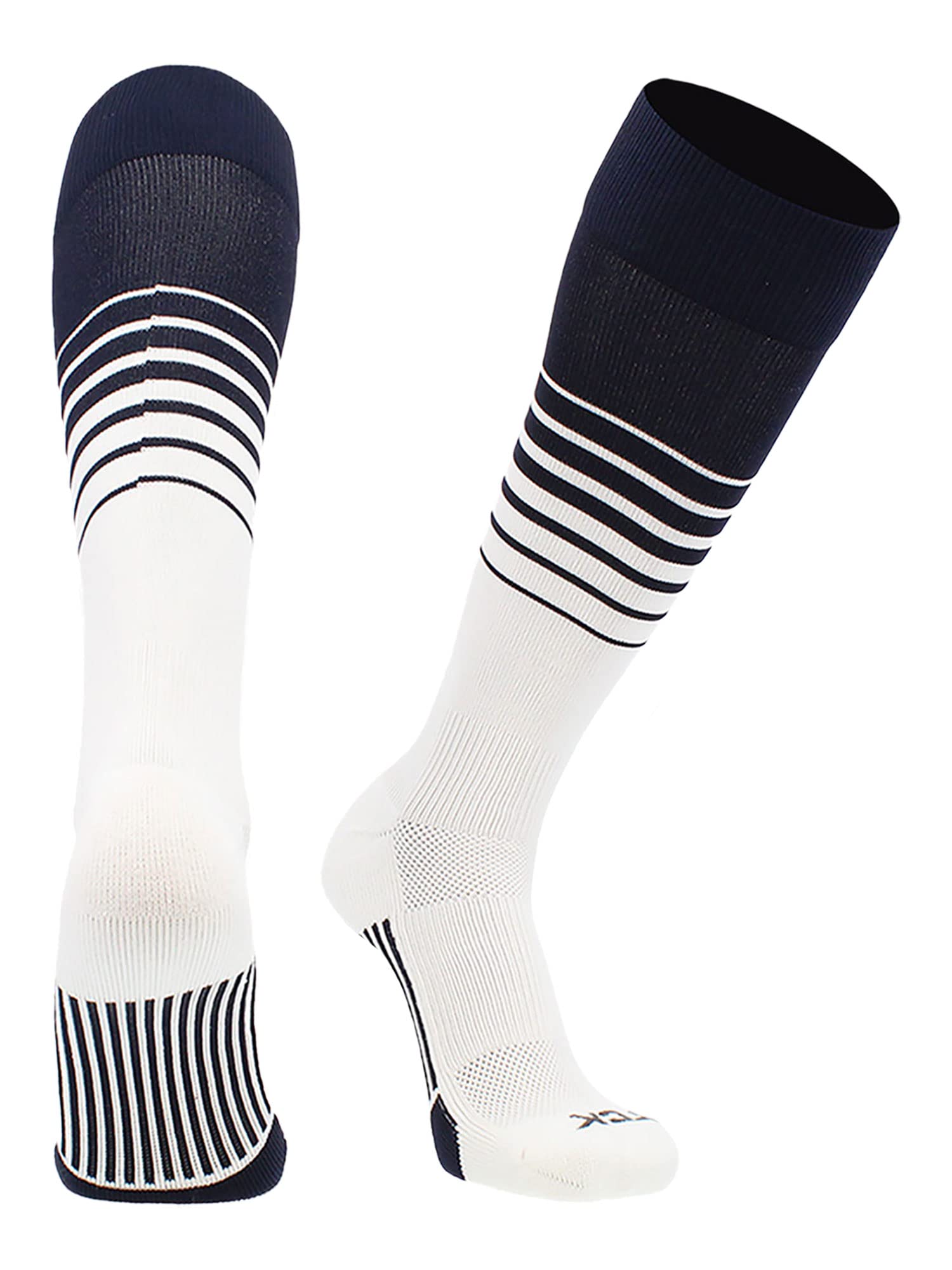 TCK Elite Breaker Striped Socks | Over-the-Calf Soccer Baseball Softball Socks | Extra Stretch for Shin Guards | USA Made