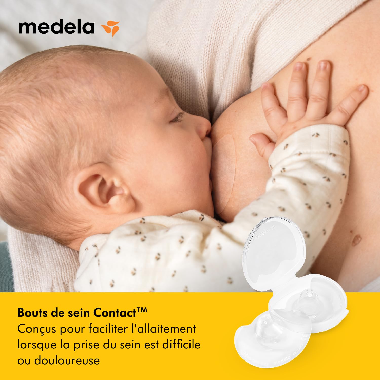 Medela Bouts de sein en silicone Contact Medela, design ultra-fin et souple, fabriqués sans BPA, 1 paquet de 2 bouts de sein (20 mm) et étui
