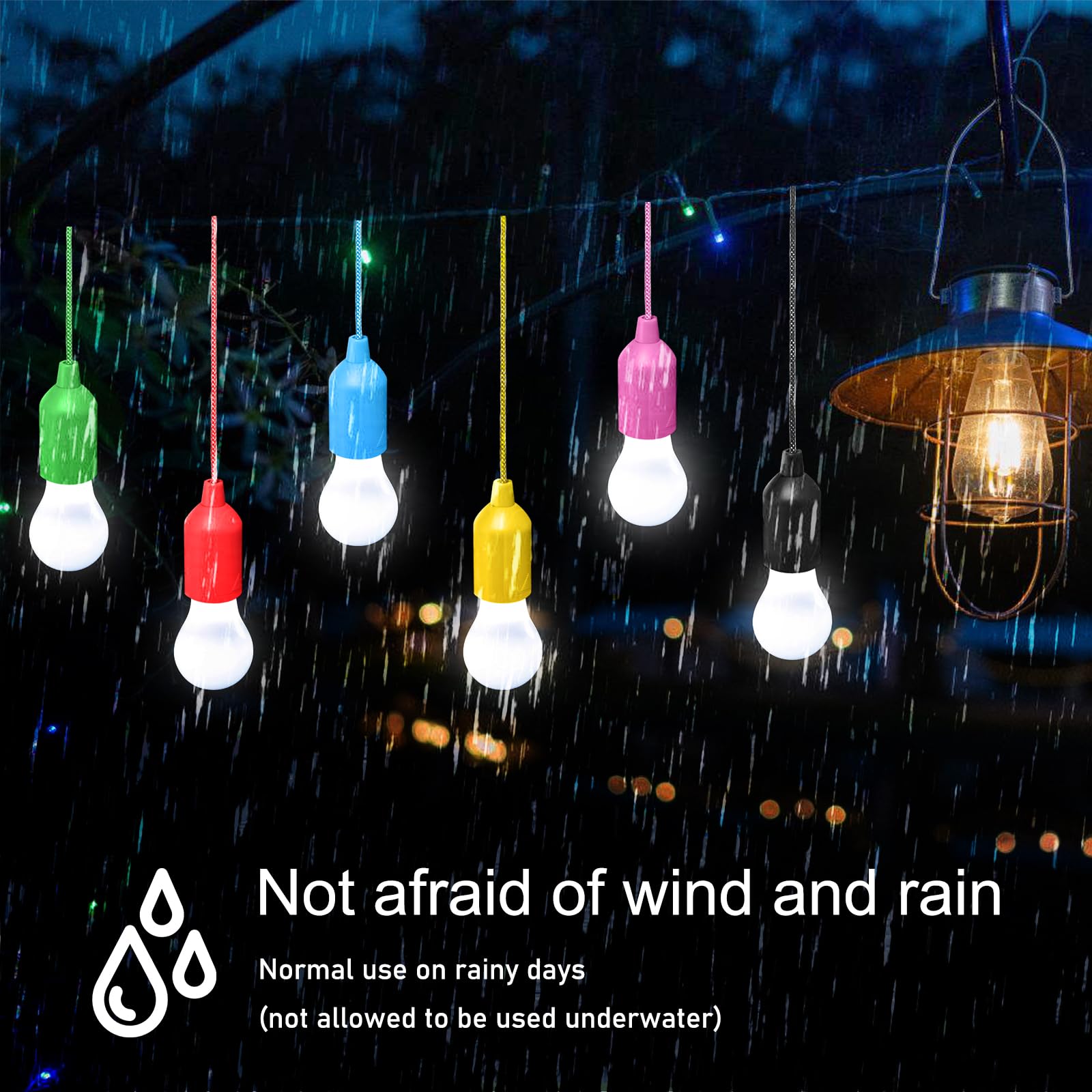 Set 6 Lampade LED Da Campeggio Colorate – Portatili A Batteria Con Interruttore A Cordino, Per Tenda, Giardino, BBQ, Pesca