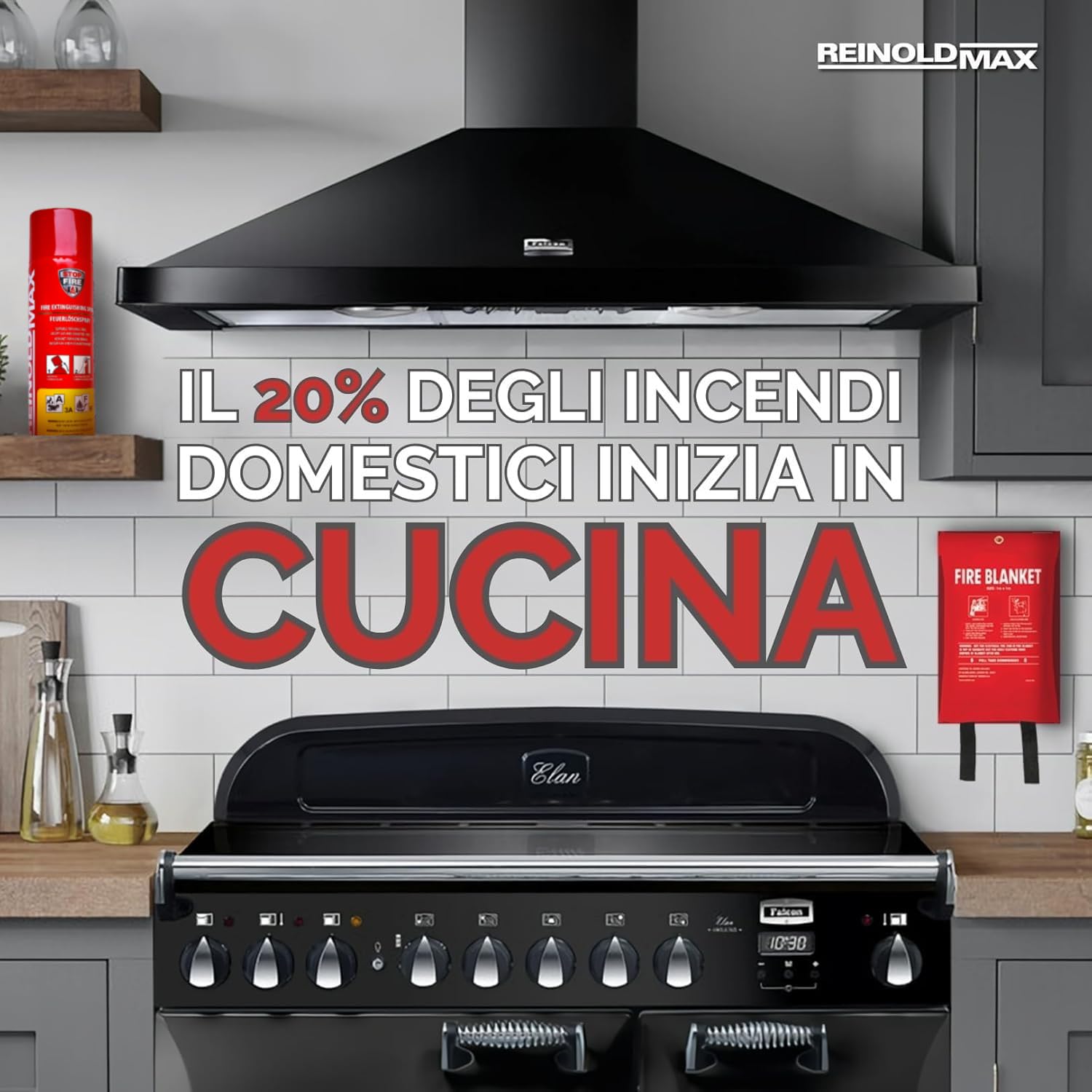 2X Reinoldmax Estintore Casa, Piccolo Aerosol Estintori Per Casa, Mini Estintori Spray per Cucina, Campeggio, Camper, Casa, Camino, Auto, Estintore Elettrico, Accessori Per Auto