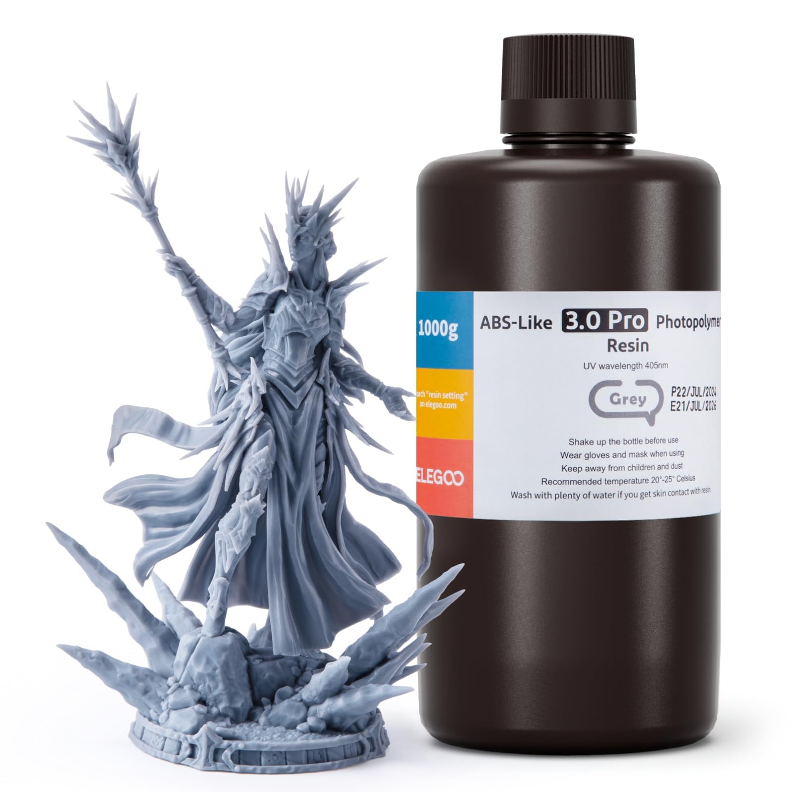 ELEGOO ABS-Like 3.0 Pro Resin Grey 1000g, Upgraded 3D Printing Resin for Higher Heat and Scratch Resistance, Compatible with Most LCD/DLP Light Curing 3D Printers-image-26