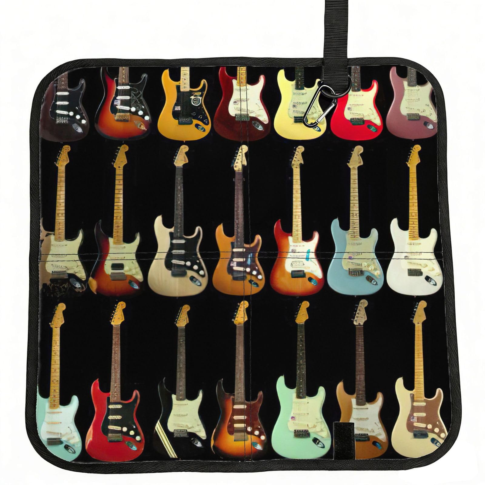 bghdfa Art Guitar Pattern Print Outdoor Sitting Mat Waterproof Oxford Cloth Seat Cushion Folding Foam Camping Seat For Picnic