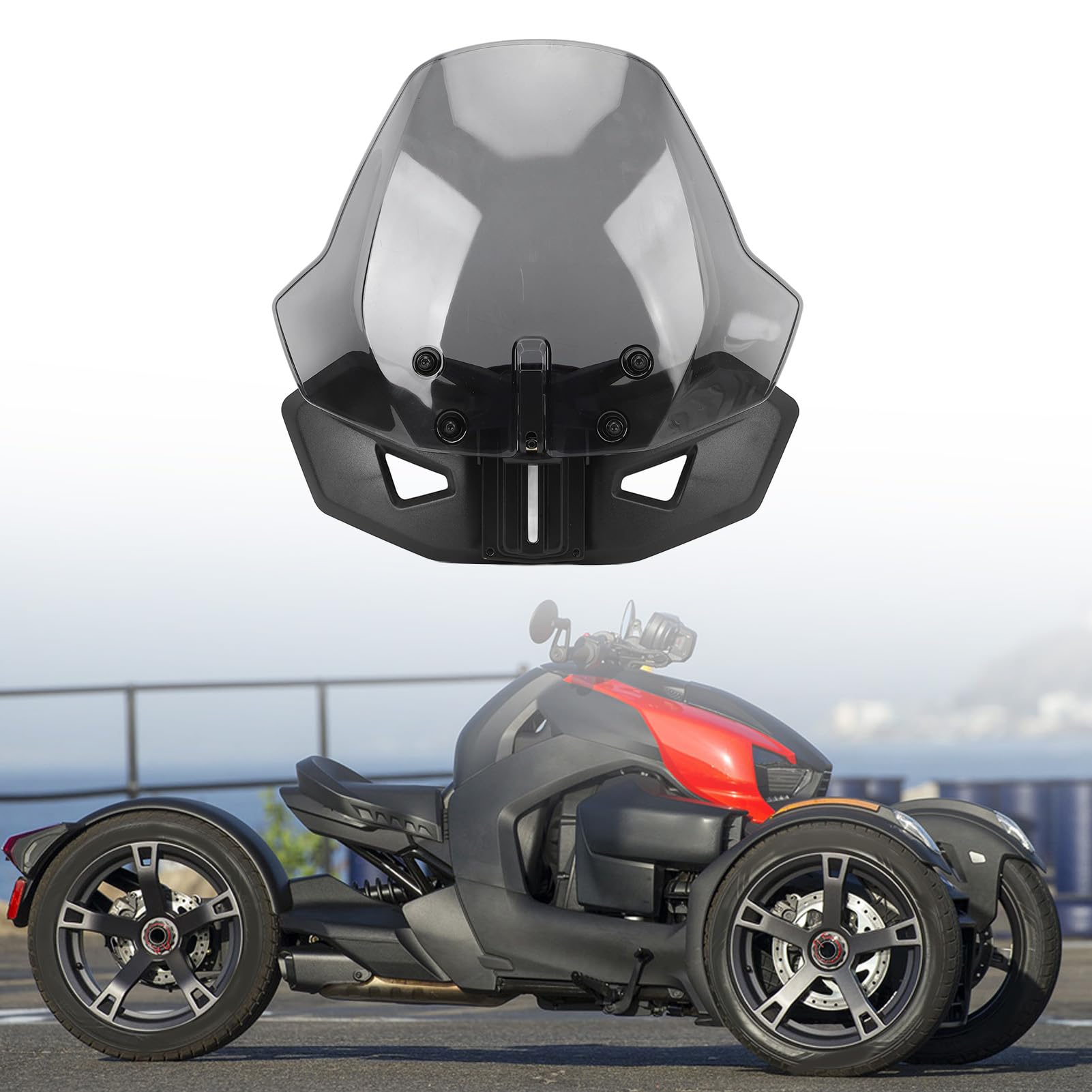 Parabrezza Regolabile Per Can-Am Ryker (600/900/Rally/Sport) – PC Resistente, Più Sicuro E Personalizzabile (Grigio) - 5