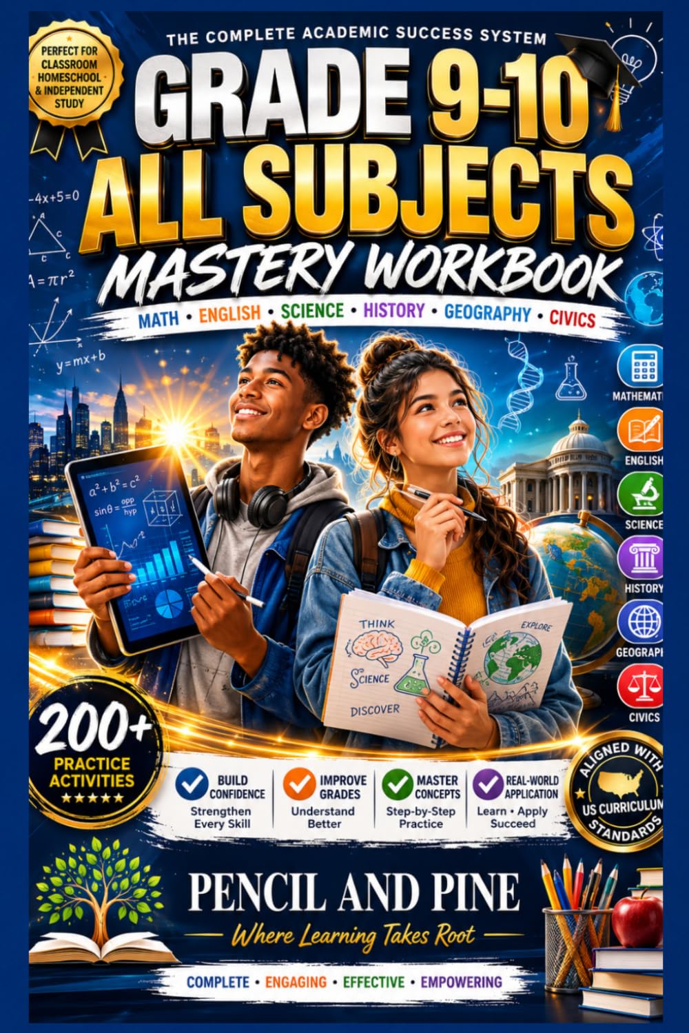GRADE 9–10 ALL SUBJECTS MASTERY WORKBOOK: Math • English • Science • History • Geography • Civics