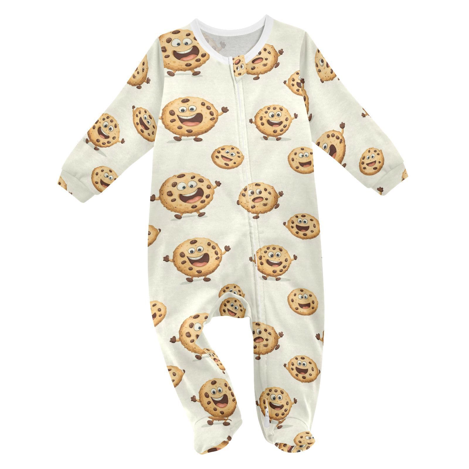 vvfelixl Baby Clothes Sleeper Cartoon Lovely Cookie Baby Onesies Play One-Piece Footies 2-Way Zip Closure for 12-18 Months