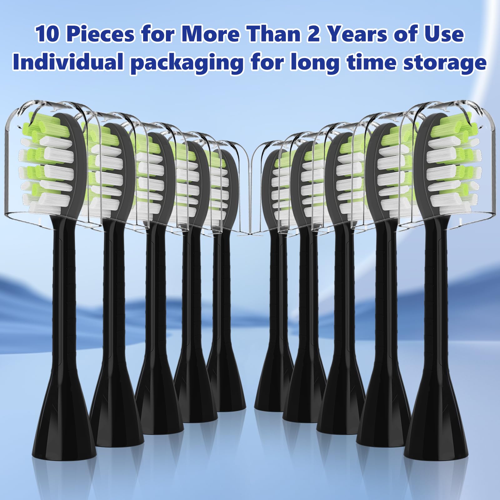 Compatible con cabezales de cepillo de dientes eléctricos Philips One Series Sonicare, para cepillo de dientes eléctrico Philips One HY1100 HY1200 BD100/AZ Series, paquete de 10 (negro sombra,