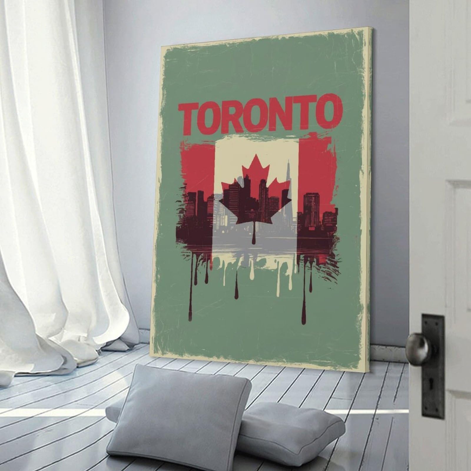 Junmoney Frame-Toronto Skyline Toronto Skyline Canvas Wall Picture, 24X36inch(60X90cm), For Study, Office Or Apartment Decor, A Wall Art Gift For Fresh Interiors