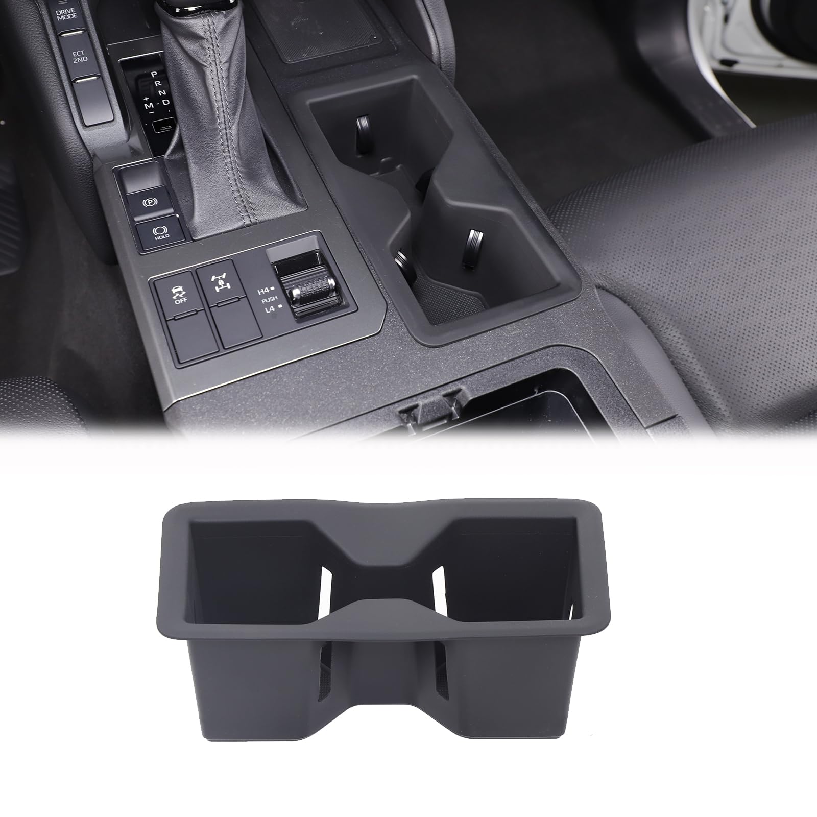 Front Center Console Cup Holder Compatible with Toyota Land Cruiser 250 Prado J250 LC250 2024 2025 Accessories, Front Drink Cup Holder Organizer Insert, Black