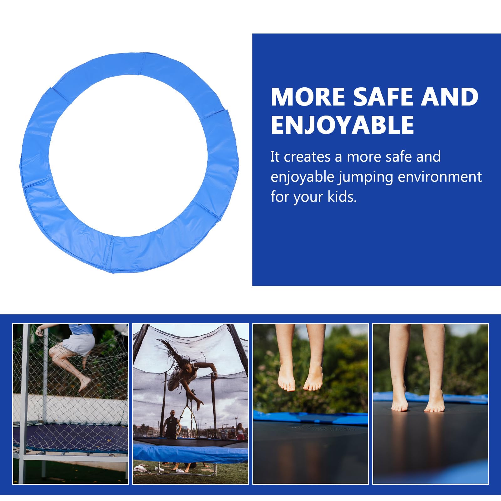 Lurrose Copertura Protettiva Imbottitura Antitrauma per Trampolino in Pvc Blu e Rinforzo Sicurezza e Protezione Molle per Ragazzo Ragazza, per Uso Esterno