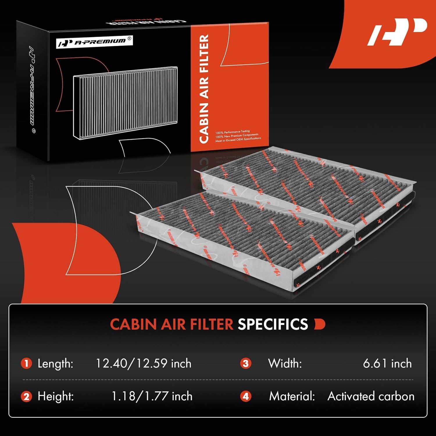 A-Premium 2-PC Cabin Air Filter with Activated Carbon Compatible with BMW 525i, 528i, 528xi, 530i, 530xi, 535i, 535xi, 545i, 550i, 645Ci, 650i, M5, M6
