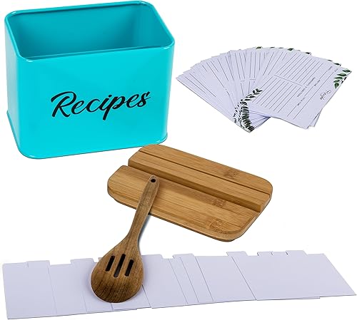 Miniatura 2 de Caja de recetas  Tiffany Blue  Juego de tarjetas de recetas y cajas de 4 x 6 pulgadas  Caja de tarjetas de recetas duradera con metal más grueso