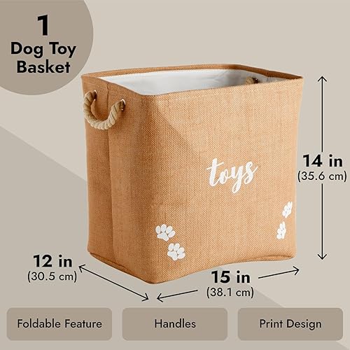 Miniatura 3 de Juvale Cesta plegable de juguetes para perros, 15 x 12 x 14 pulgadas, contenedor de almacenamiento con asas, cesta de almacenamiento duradera para