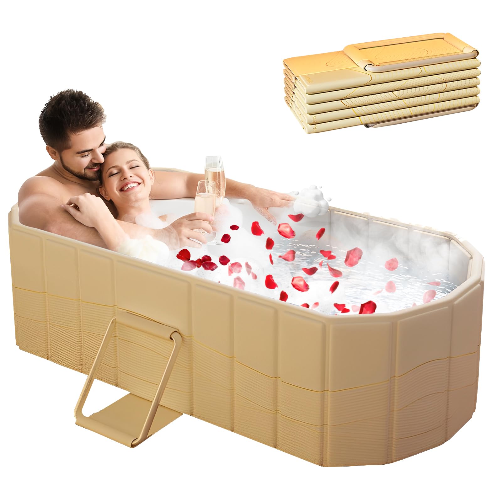 HelloBath® Opvouwbare Badkuip XXL 156x60x48 cm voor Volwassenen | Draagbare Badkuip met Hoofdsteun & Uitschuifbare Afvoerslang (3 m) | Mobiele voor Douche & Buiten | Groen