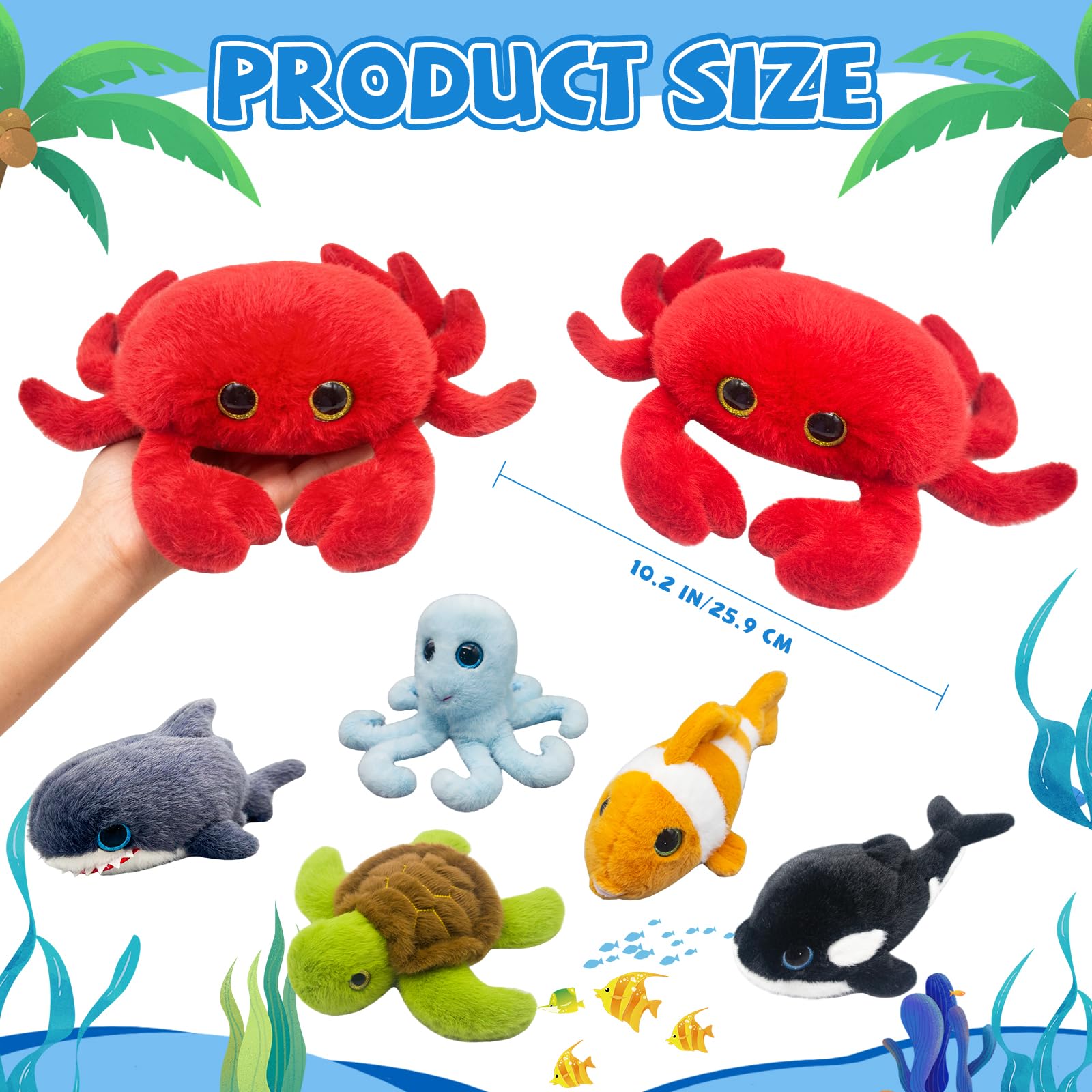 Mini Bambini Oceano Peluche Carino Bambini Oceano Pupazzo 6 Pezzi | Carino peluche bambini oceano, realistico & morbido, regali per compleanni e occasioni speciali per bambini, decorazione