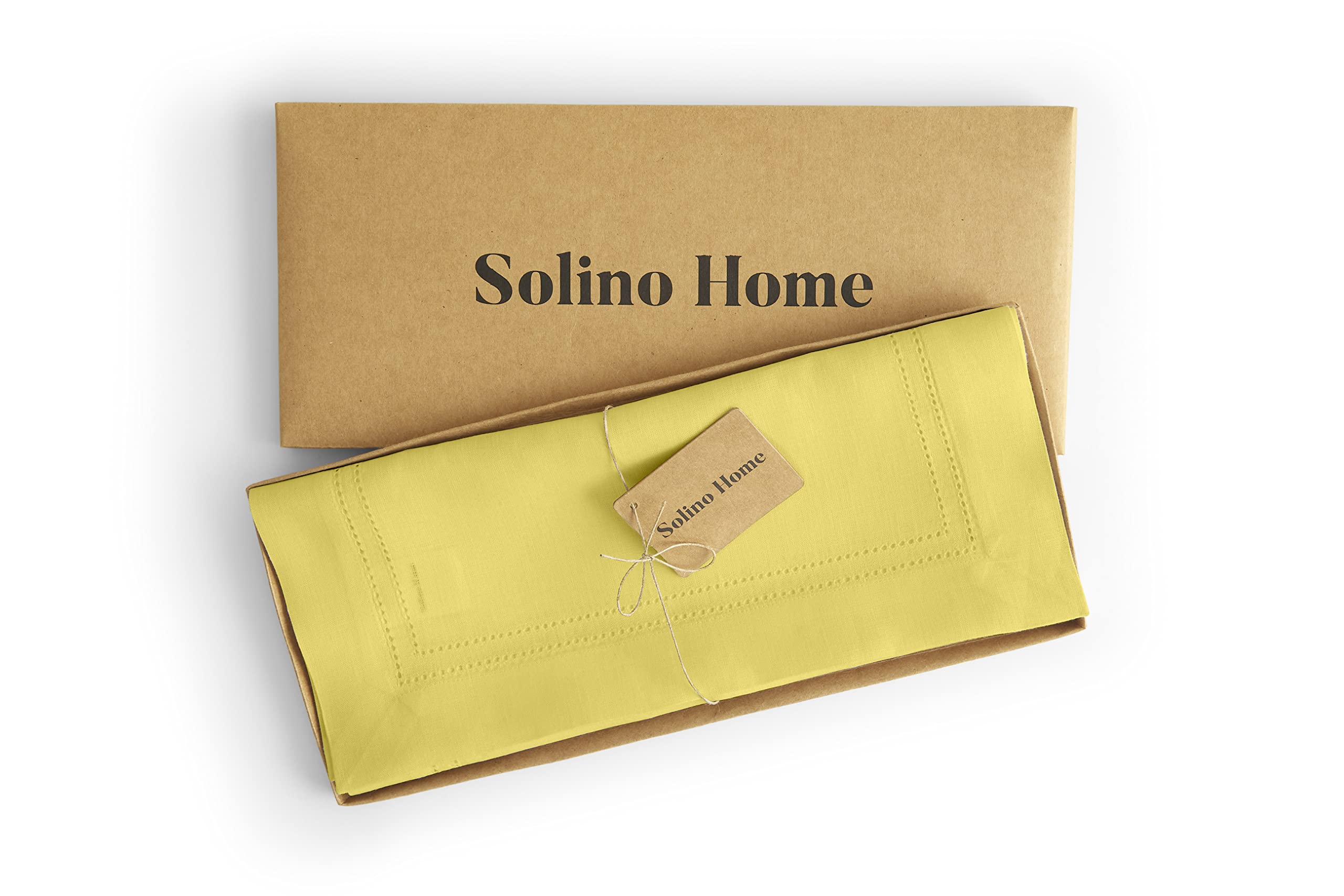 Solino Home Camino de mesa de lino de 14 x 72 pulgadas, 100% lino puro, amarillo sol, hecho a mano y lavable a máquina, camino de mesa de doble vainica para primavera, Pascua, verano, boda