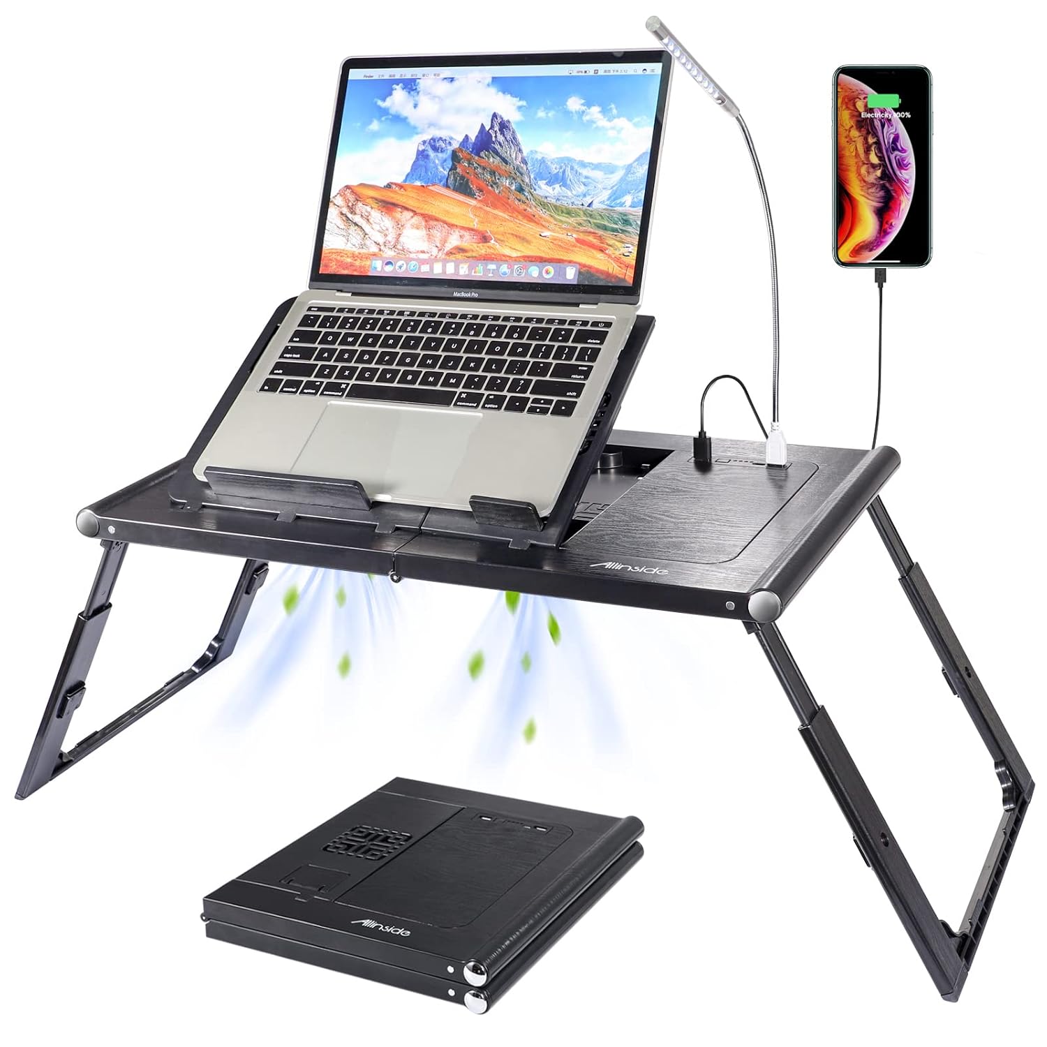 Allinside Foldable Laptop Desk, Adjustable Laptop Desk Bed Tray Tablet