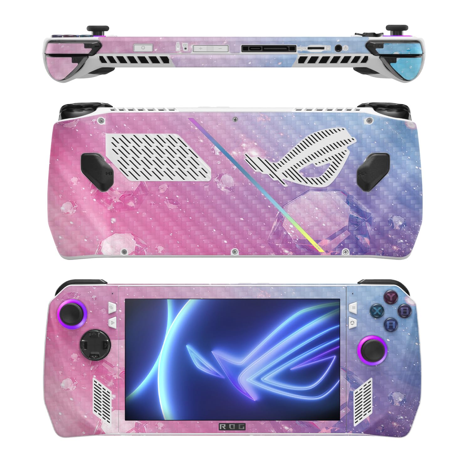 MightySkins Carbon Fiber Skin Compatible with Asus ROG Ally - Pink Diamond | Protective, Durable Textured Carbon Fiber Finish | Easy to Apply