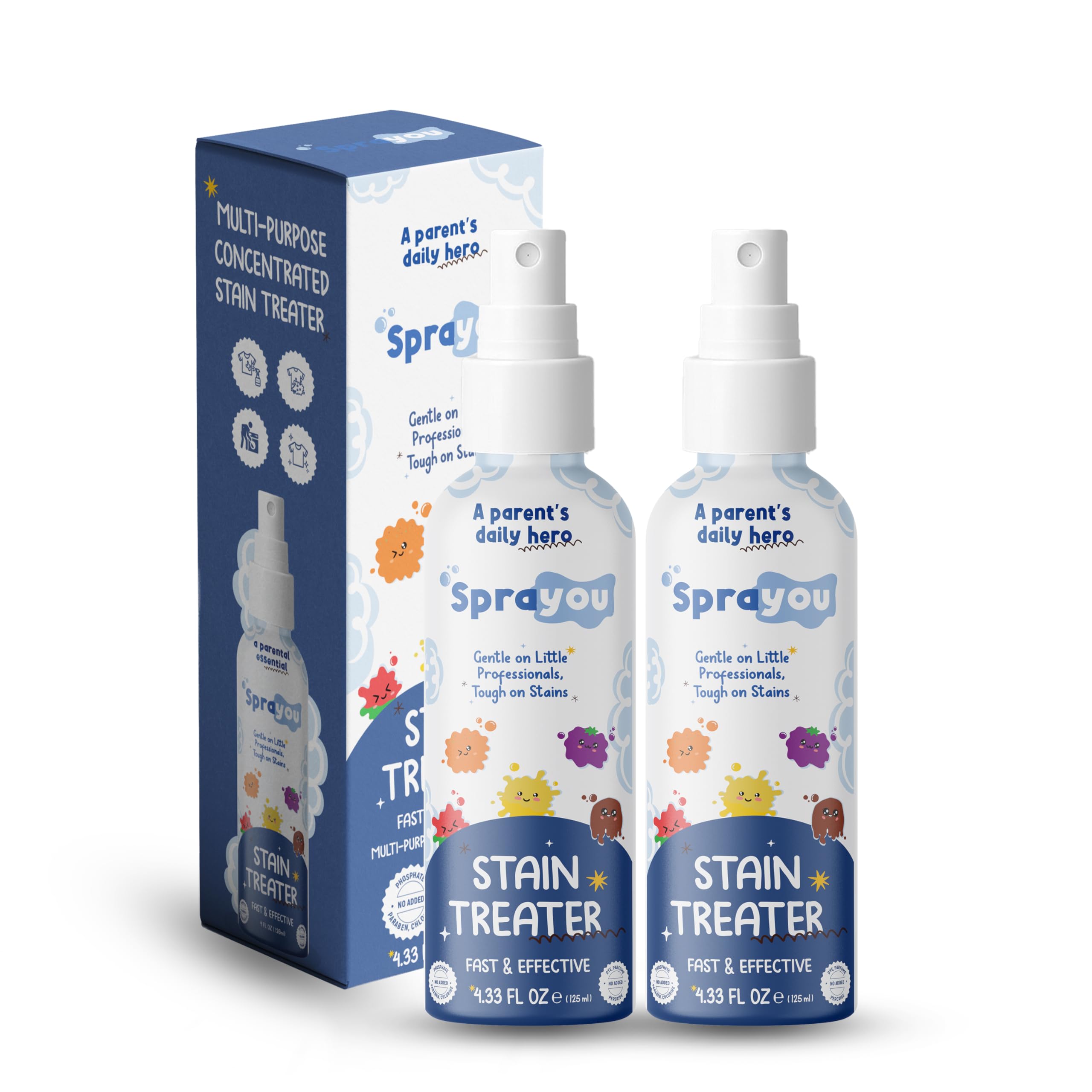 Photo 1 of ** only one** SPRAYOU Fast & Effective Stain Treater Spray, Multi-Purpose Stain Remover, Messy Eater Stain Treater Concentrated Formula, Gentle on Clothing and Baby Textiles, 4.33 fl oz.