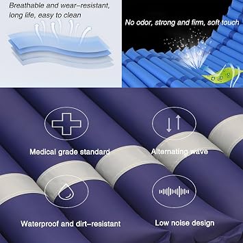 10 Function Electric Medical Beds for Home with Air Cushion, Full Electric Hospital Bed with Lateral Tilting, Adjustable Rails, IV Pole, Up to 530 LBS,air mattress