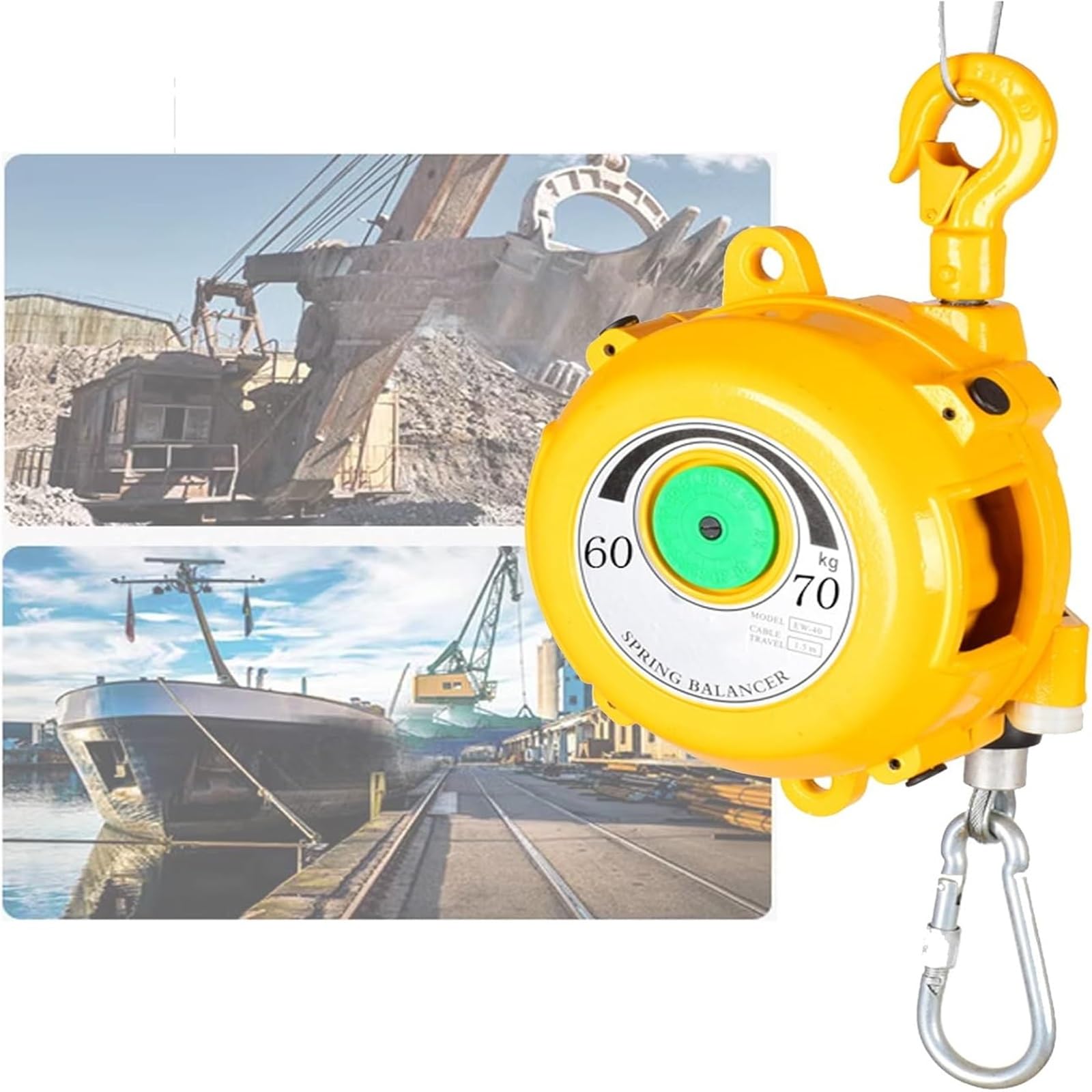 HYQOUKLR Telescopic Spring Balancer, Spring Balancer Aluminum Retractable 1.5m Wire Rope Adjustable Tension 3-200kg(70kg)
