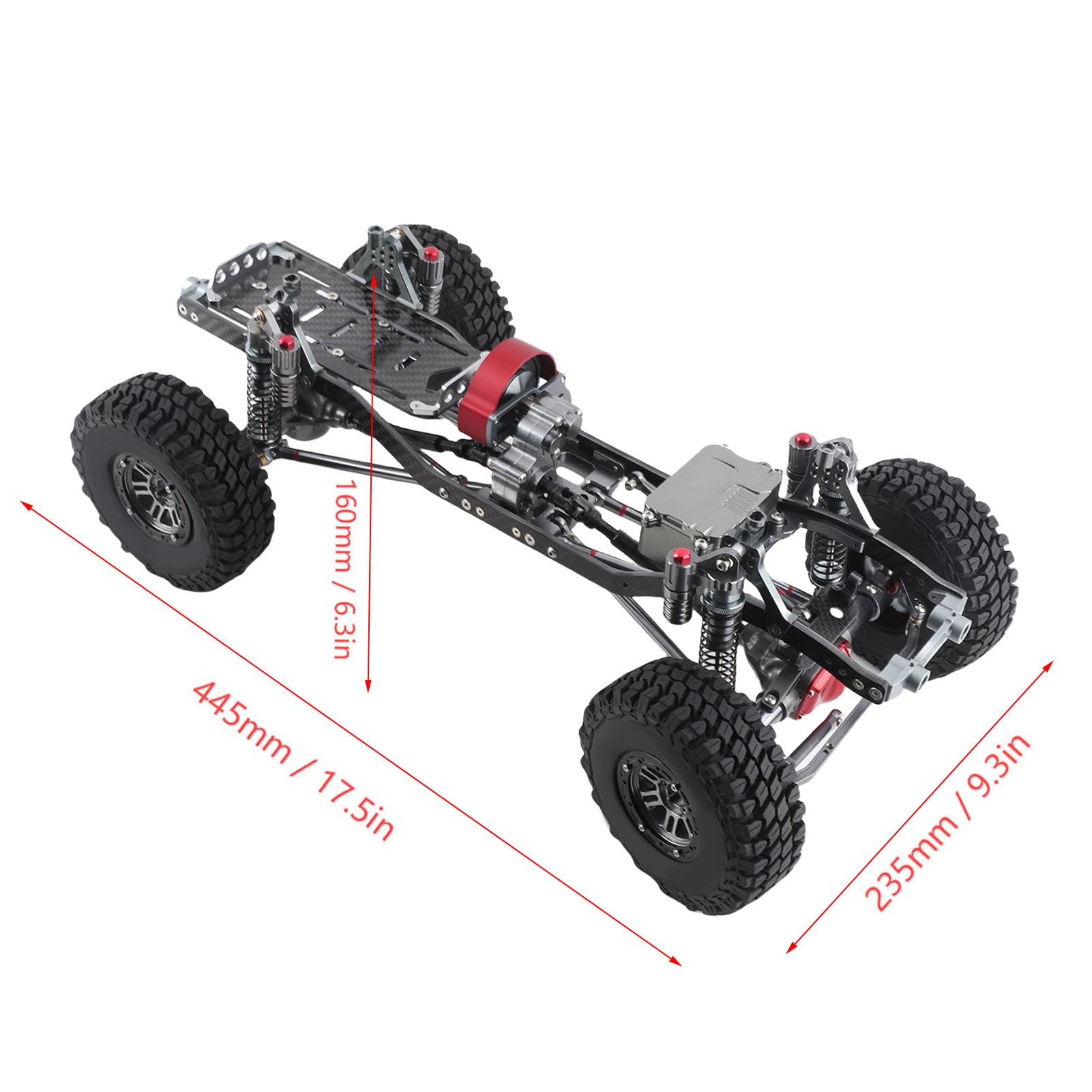 Zestaw ramy samochodu RC ze stopu aluminium z włókna węglowego z oponami, zestaw rozstaw osi 313mm dla AXIAL SCX10