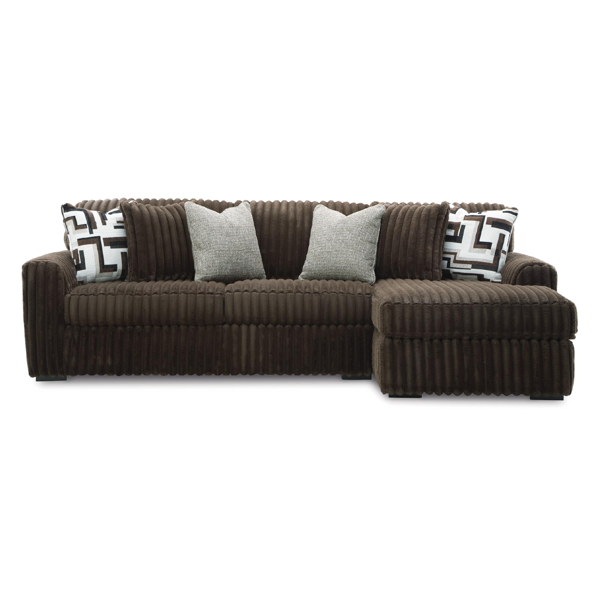 Signature Design by Ashley Midnight-Madness Casual Right-Arm Facing 2-Piece Sectional Sofa with Chaise and Reversible Cushion Dark Brown