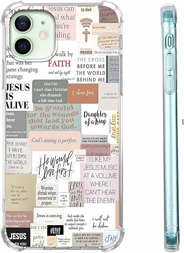 Miniatura 73 de Cubierta de Teléfono con Versículos de la Biblia y Citas Cristianas de Jesús en Collage, Funda Protectora Suave de TPU de Moda para iPhone 16 Pro,