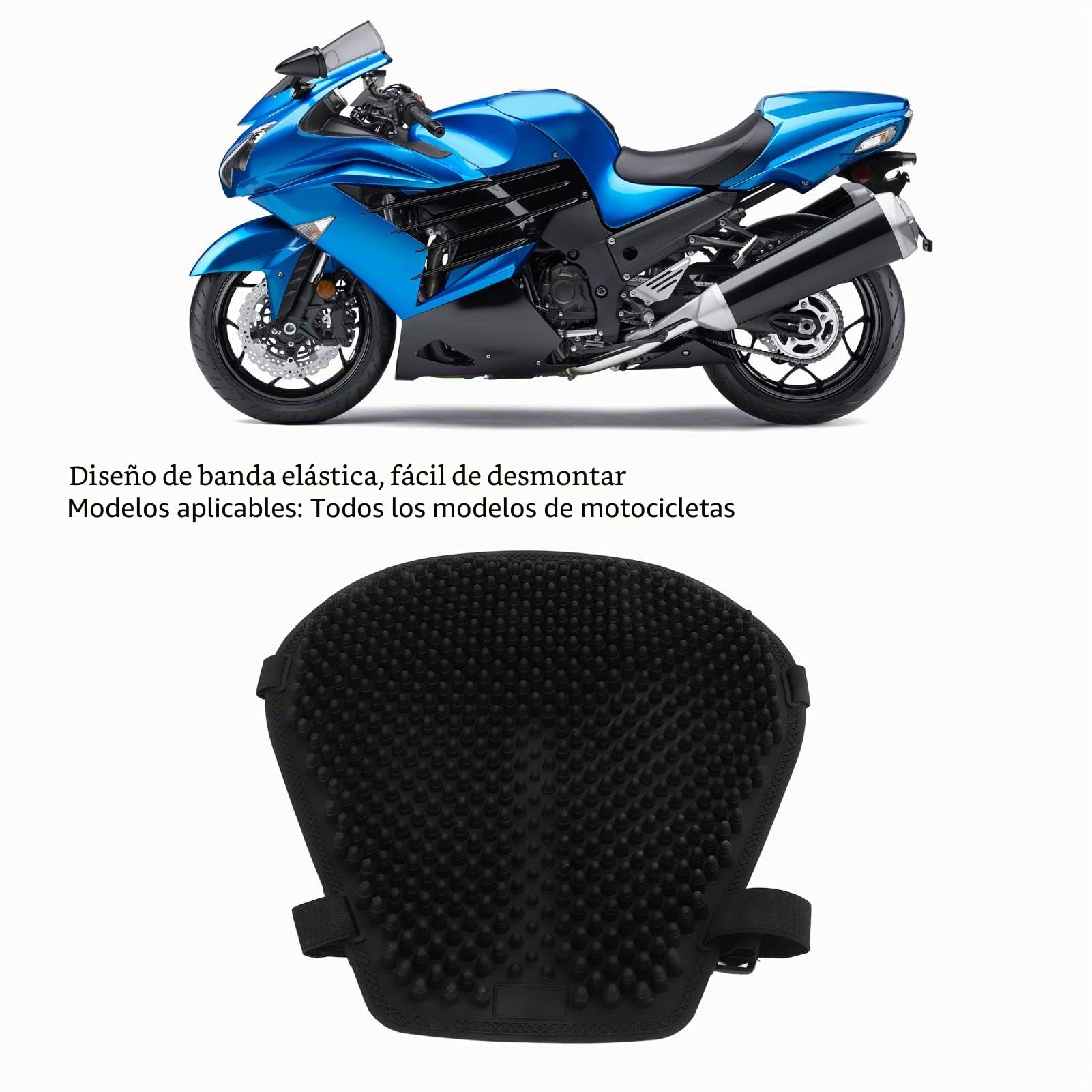 Cojín Asiento Moto Gel, Alivio Presión Absorción Impacto Enfriamiento Universal Almohadilla Gel Negro for Motociclistas Viajes Largos Ciudad