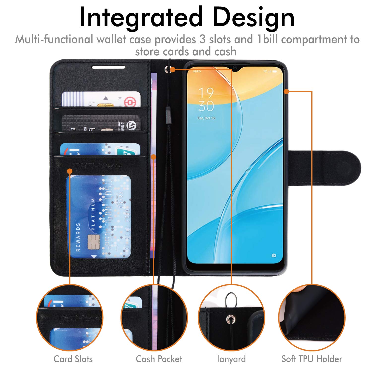 Custodia OPPO A35 Rosso Portafoglio Pelle Flip Cover Stand Slot Carte