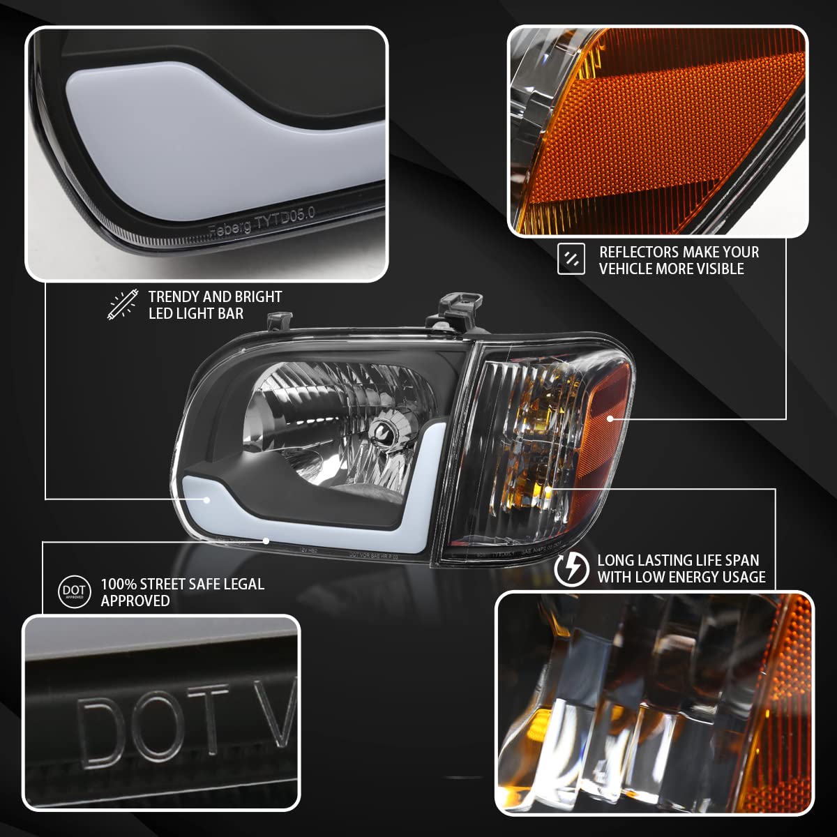 Amazon.com: AUTOZENSATION 相容於2005-2006 Toyota Tundra,左+ 右對頭