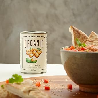 Eat Wholesome Organic Chick Peas, 400g (Pack of 12) - In Water, Pre-Cooked, No Added Salt, 100% Natural, Source of Protein, Vegan, Non-BPA Lining