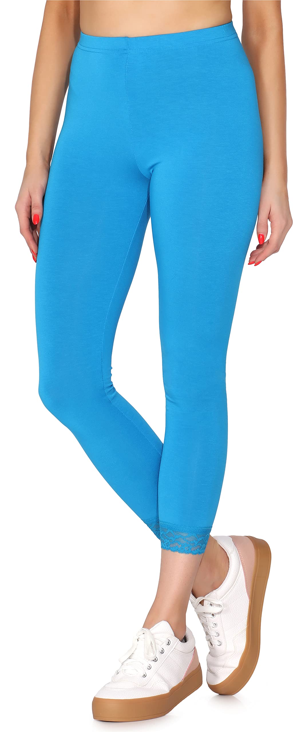 Merry Style 7/8 Leggings Damen Bequeme Leggings mit Spitze aus Viskose MS10-342
