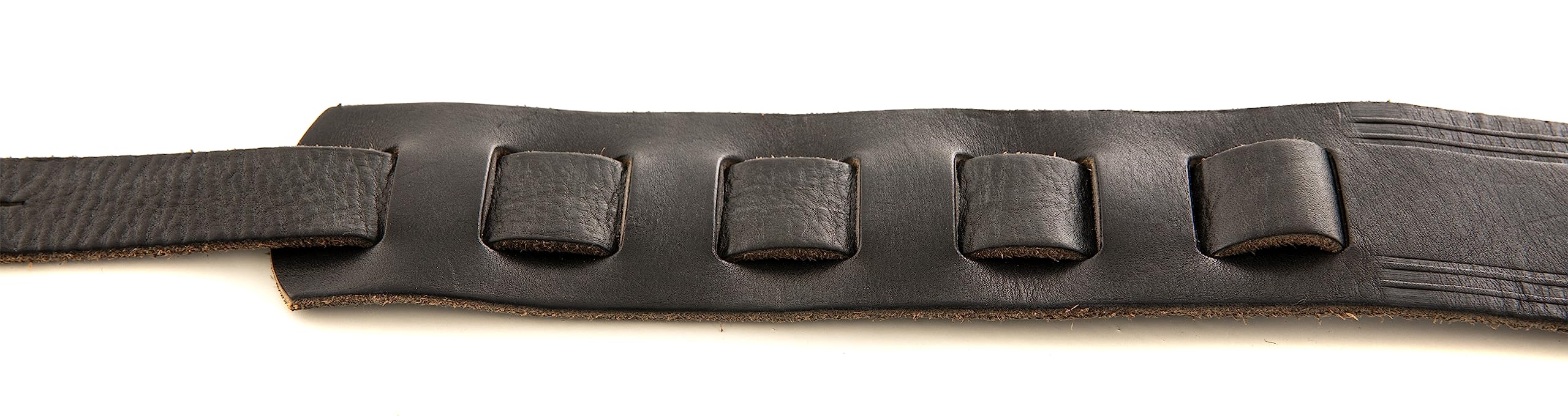 OVATION pasek do gitary skórzany Premium – Signature „Leaf” – Czarny – Wytłaczany motyw liści – Ręcznie wykonany