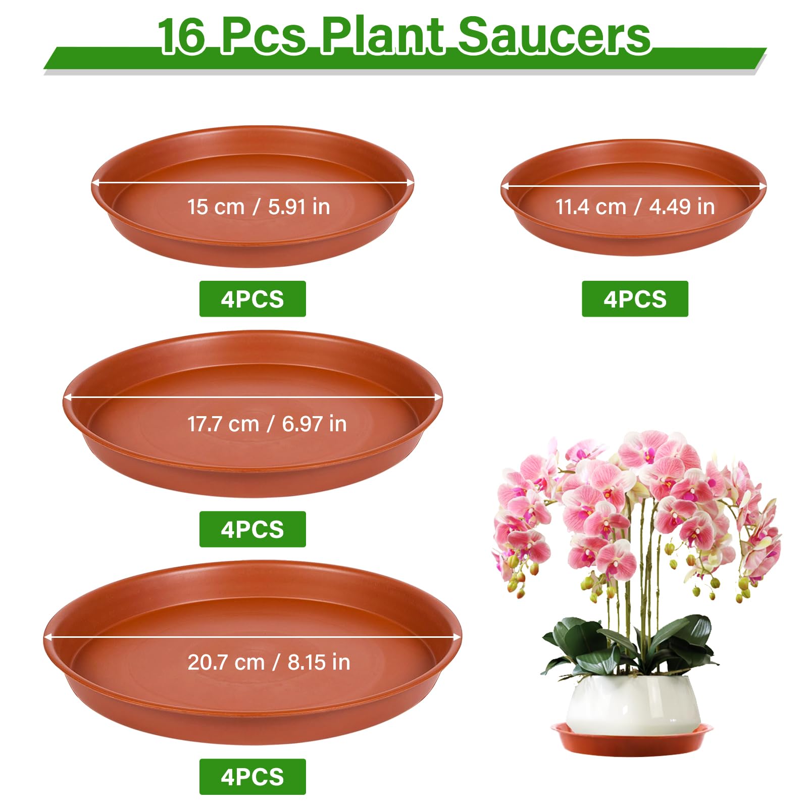 YQkangzhu Lot De 16 Soucoupes Rondes En Plastique Transparent Robuste